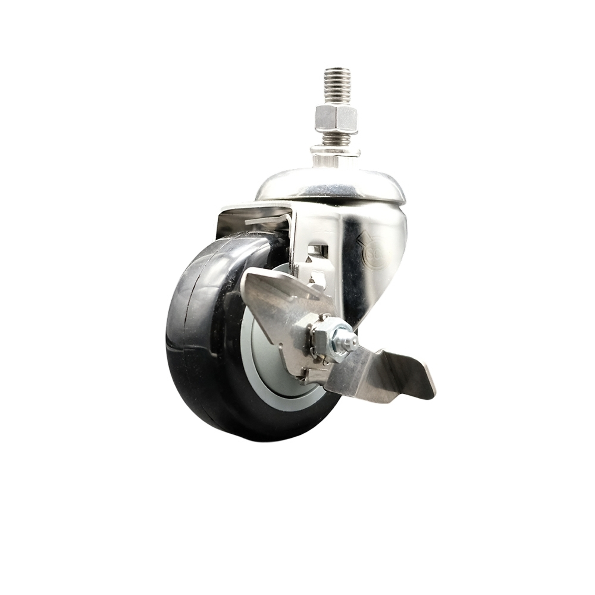 Service Caster, 3Inch x 1 1/4Inch Stem Caster, Wheel Diameter 3 in, Caster Type Swivel, Package (qty.) 1, Model SCC-SS316TS20S314-PPUB-BLK-TLB-M1015