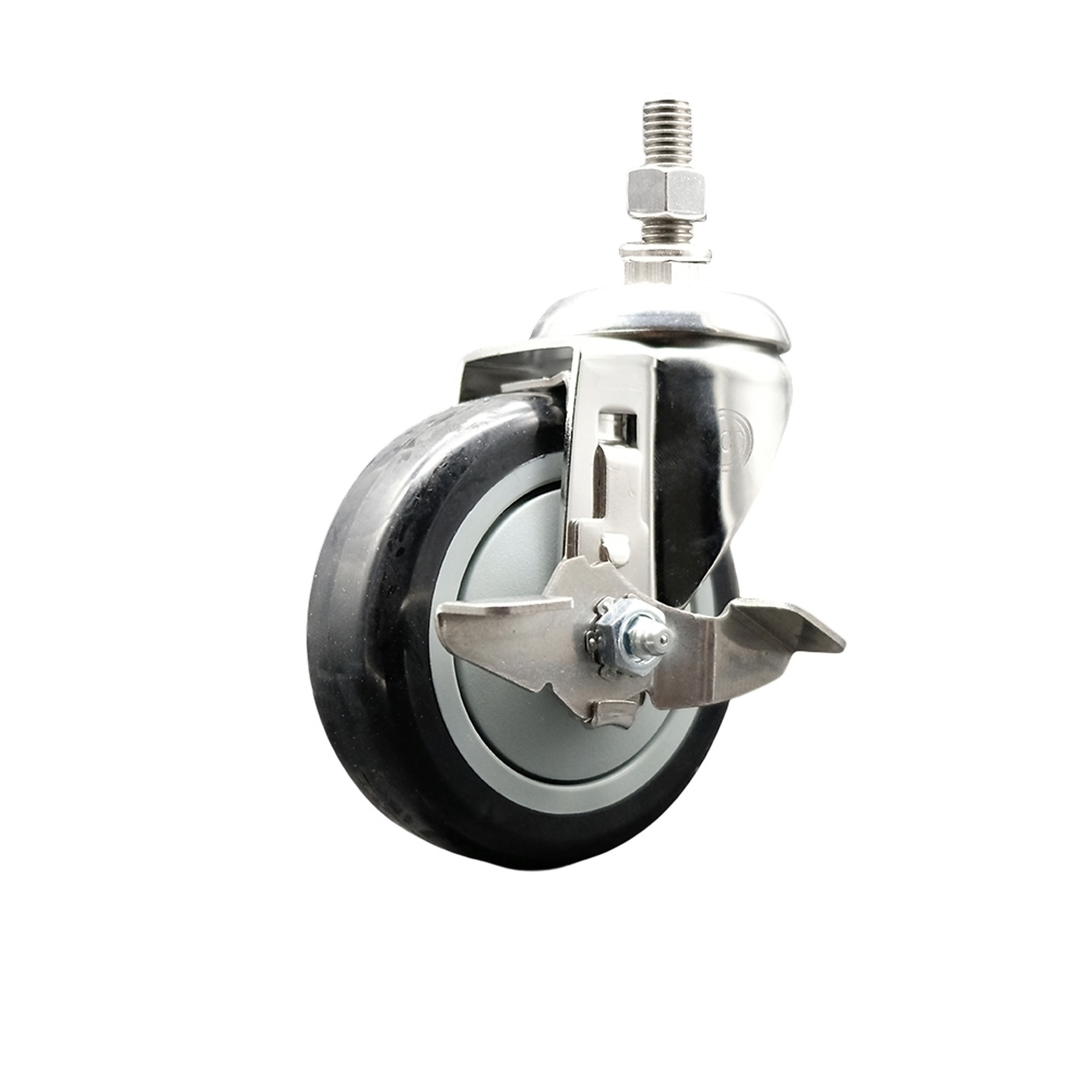 Service Caster, 4Inch x 1 1/4Inch Stem Caster, Wheel Diameter 4 in, Caster Type Swivel, Package (qty.) 1, Model SCC-SS316TS20S414-PPUB-BLK-TLB-M1015