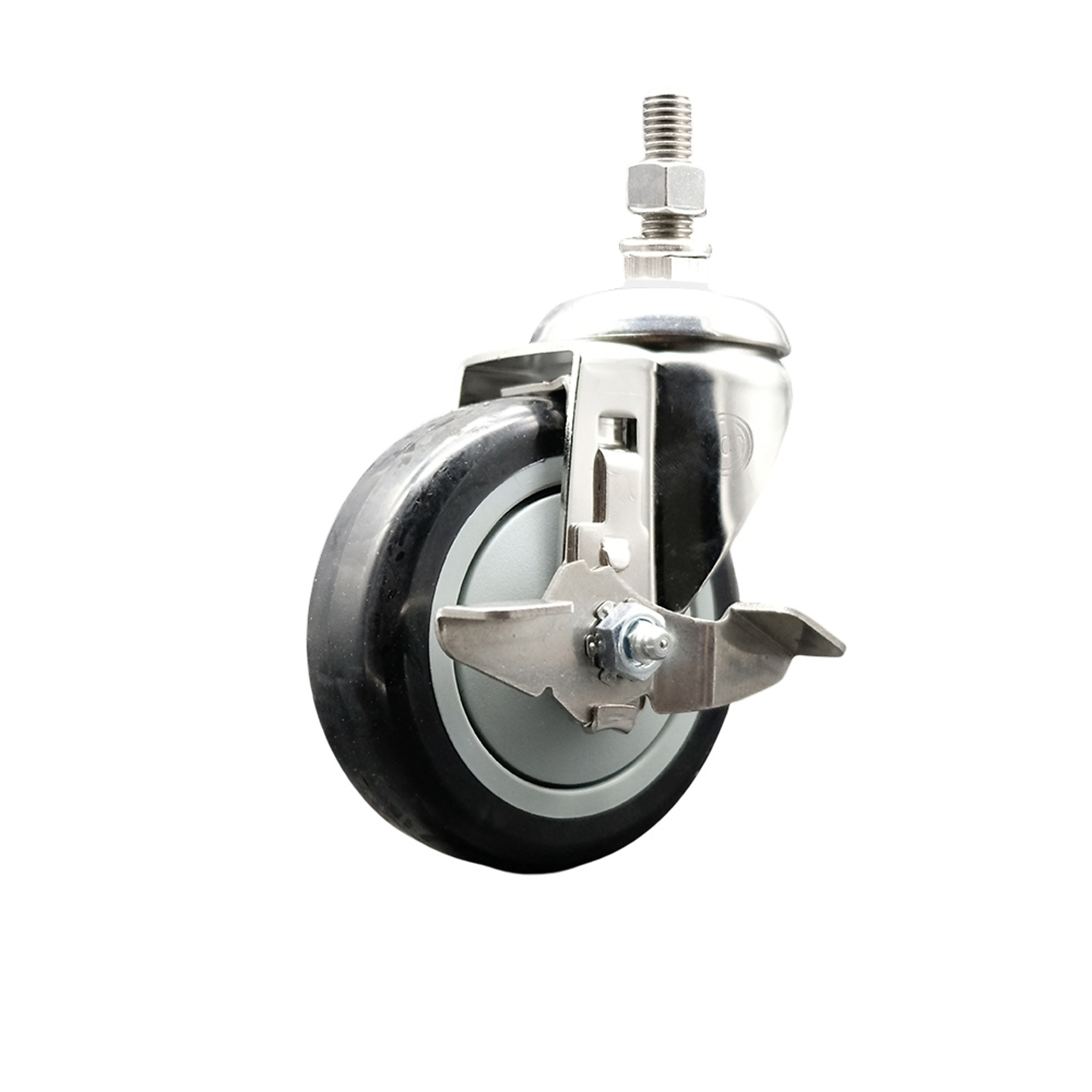 Service Caster, 4Inch x 1 1/4Inch Stem Caster, Wheel Diameter 4 in, Caster Type Swivel, Package (qty.) 1, Model SCC-SS316TS20S414-PPUB-BLK-TLB-M1215