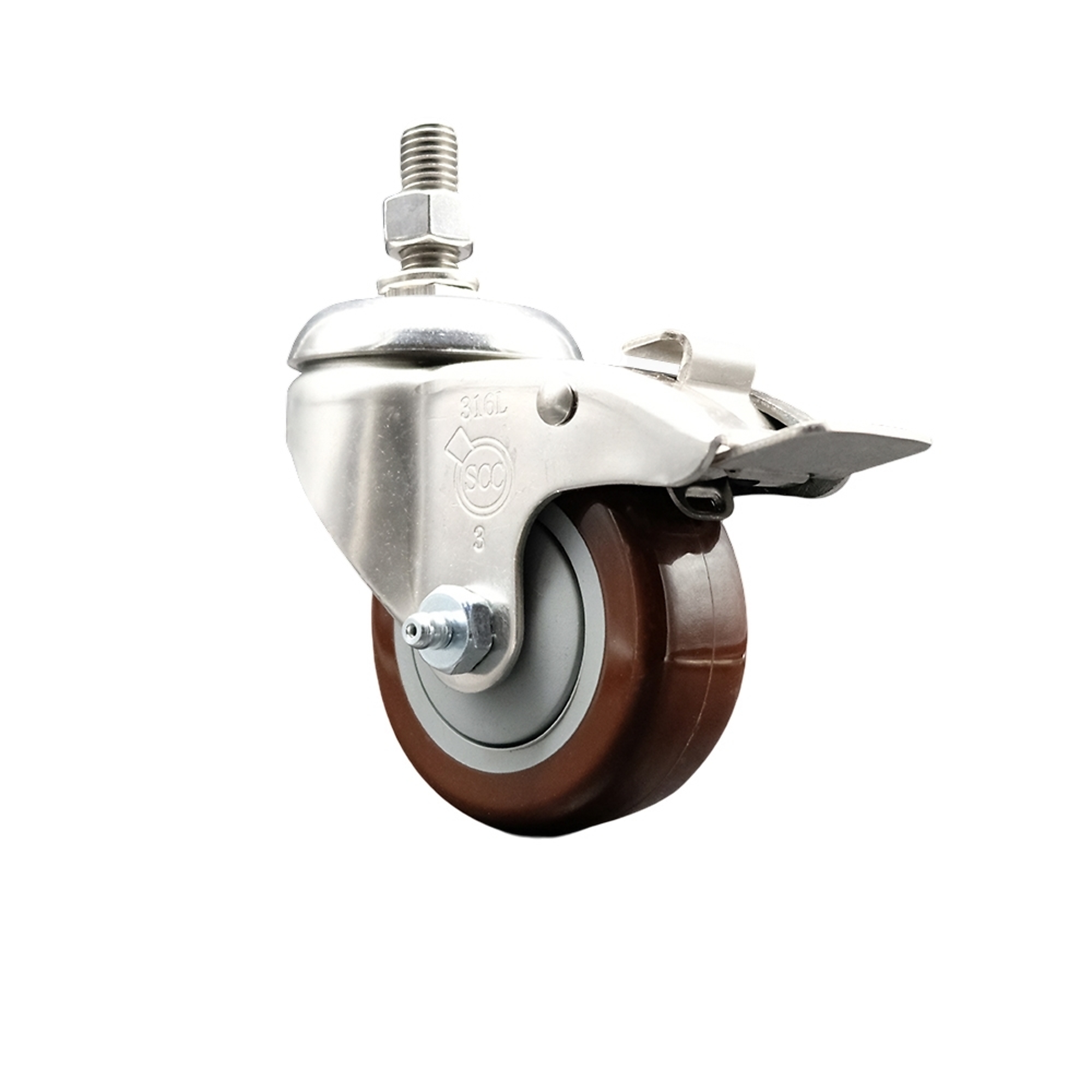 Service Caster, 3Inch x 1 1/4Inch Stem Caster, Wheel Diameter 3 in, Caster Type Swivel, Package (qty.) 1, Model SCC-SS316TSTTL20S314-PPUB-MRN-121315