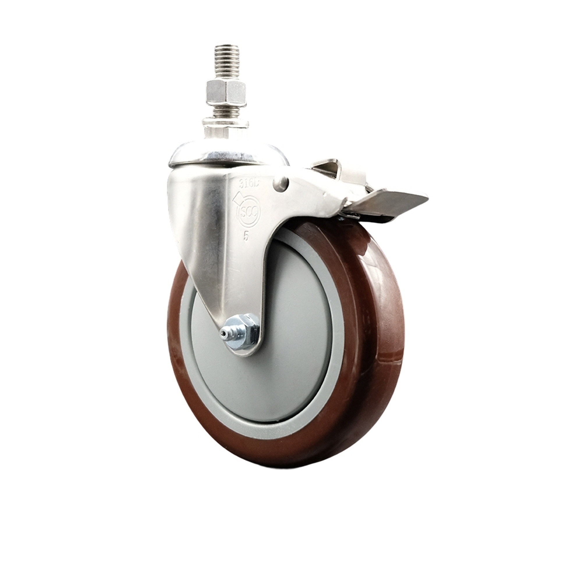 Service Caster, 5Inch x 1 1/4Inch Stem Caster, Wheel Diameter 5 in, Caster Type Swivel, Package (qty.) 1, Model SCC-SS316TSTTL20S514-PPUB-MRN-121315