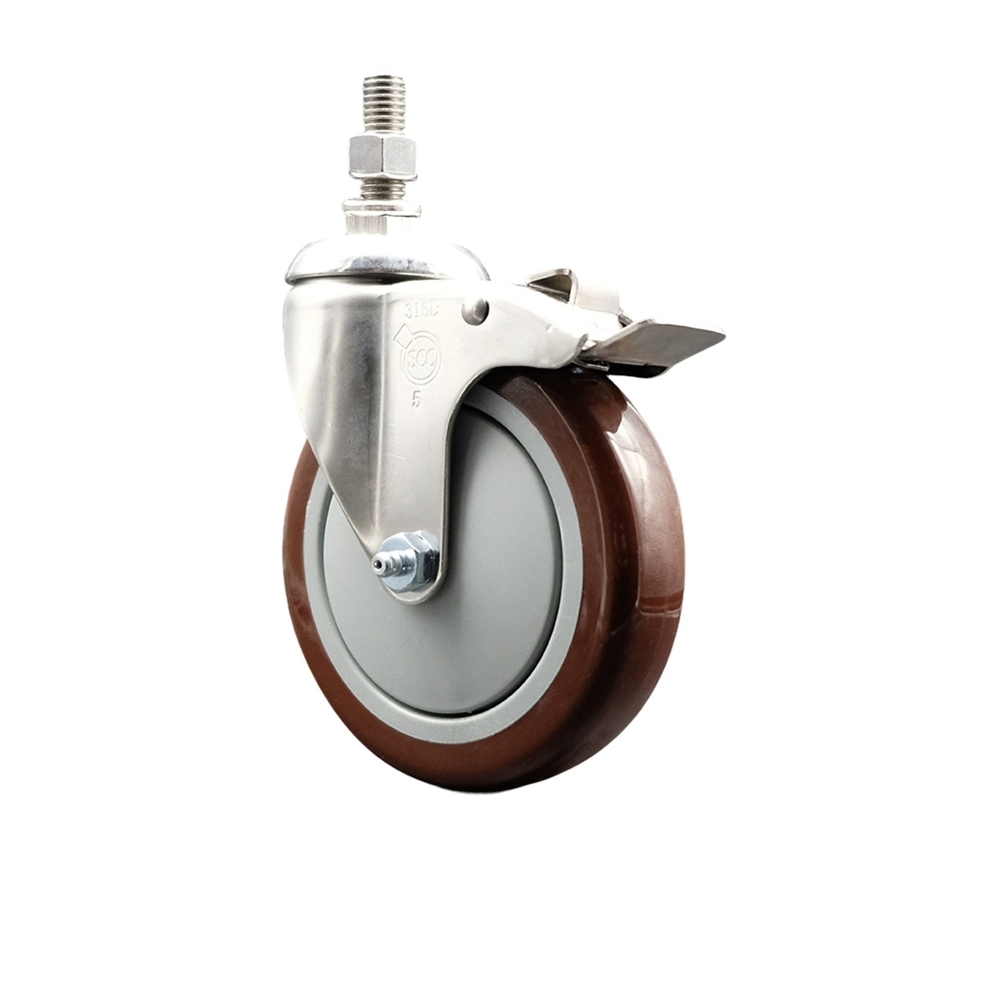 Service Caster, 5Inch x 1 1/4Inch Stem Caster, Wheel Diameter 5 in, Caster Type Swivel, Package (qty.) 1, Model SCC-SS316TSTTL20S514-PPUB-MRN-M1015