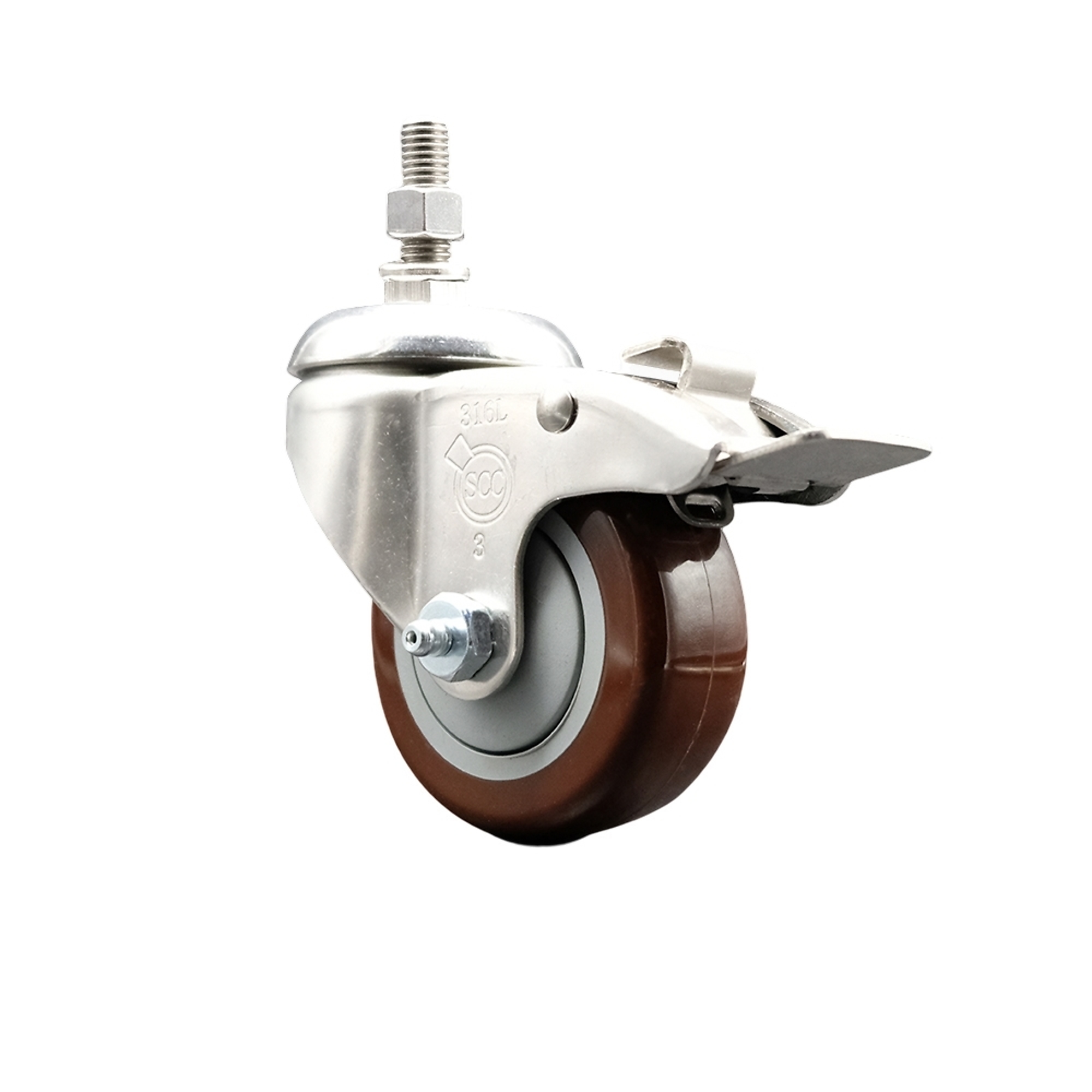 Service Caster, 3Inch x 1 1/4Inch Stem Caster, Wheel Diameter 3 in, Caster Type Swivel, Package (qty.) 1, Model SCC-SS316TSTTL20S314-PPUB-MRN-M1215