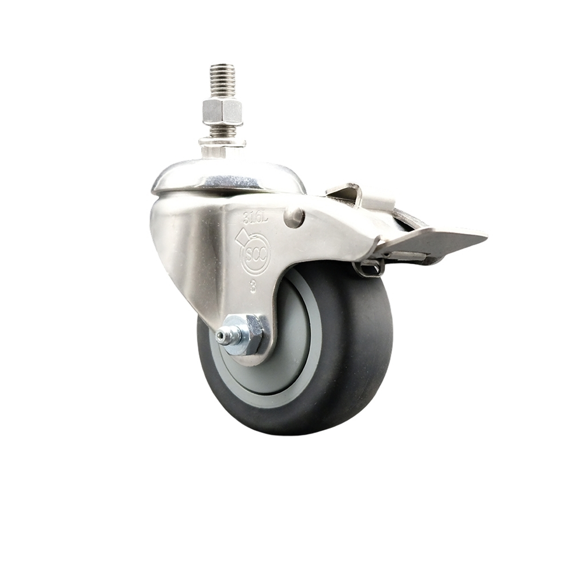 Service Caster, 3Inch x 1 1/4Inch Stem Caster, Wheel Diameter 3 in, Caster Type Swivel, Package (qty.) 1, Model SCC-SS316TSTTL20S314-TPRB-121315