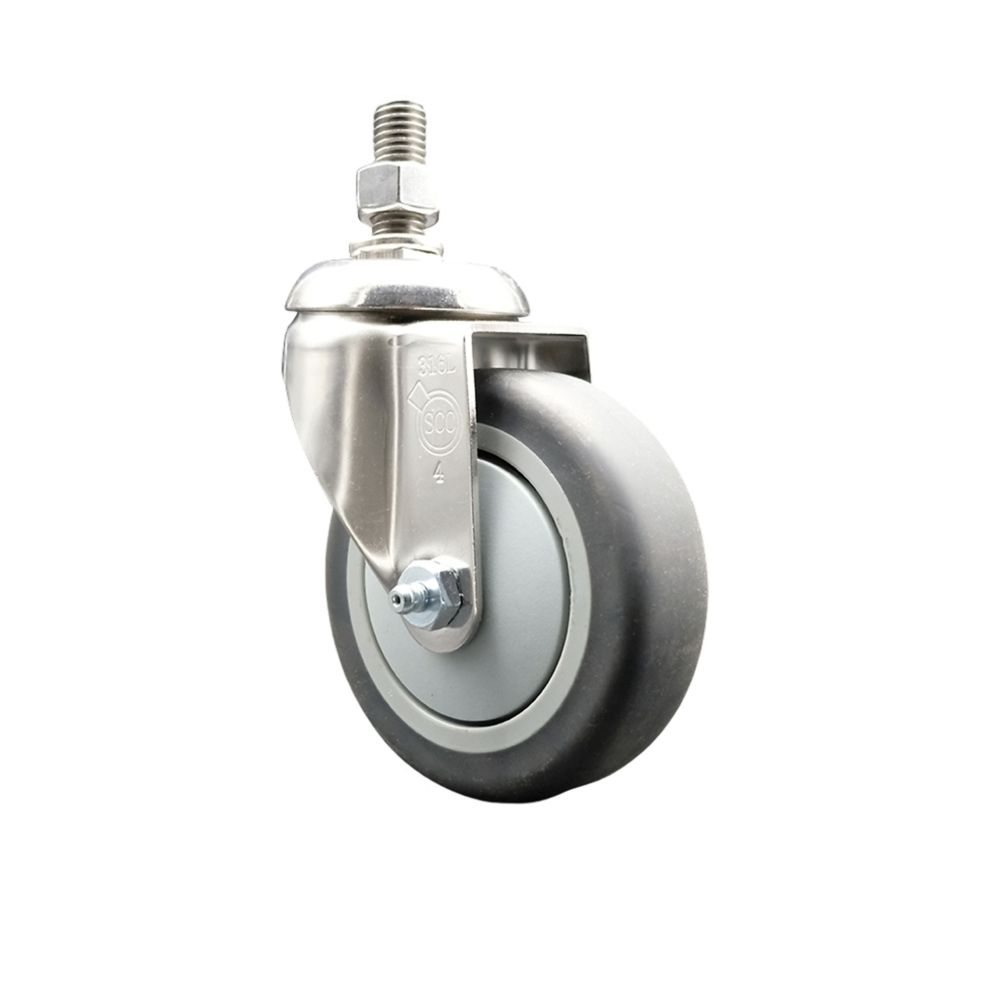 Service Caster, 4Inch x 1 1/4Inch Stem Caster, Wheel Diameter 4 in, Caster Type Swivel, Package (qty.) 1, Model SCC-SS316TS20S414-TPRB-121315