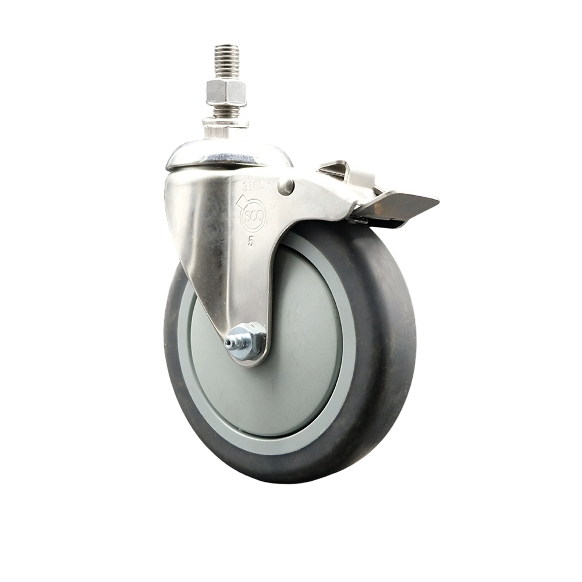 Service Caster, 5Inch x 1 1/4Inch Stem Caster, Wheel Diameter 5 in, Caster Type Swivel, Package (qty.) 1, Model SCC-SS316TSTTL20S514-TPRB-121315