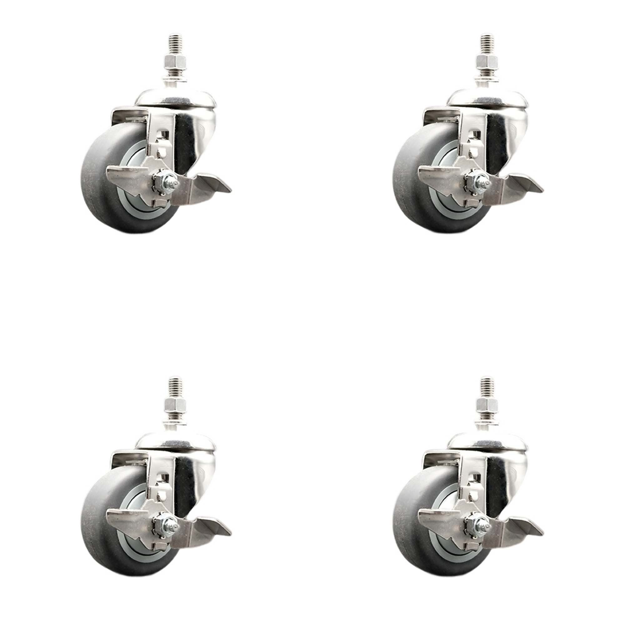 Service Caster, 3Inch x 1 1/4Inch Stem Casters, Wheel Diameter 3 in, Caster Type Swivel, Package (qty.) 4, Model SCC-SS316TS20S314-TPRB-TLB-381615-4