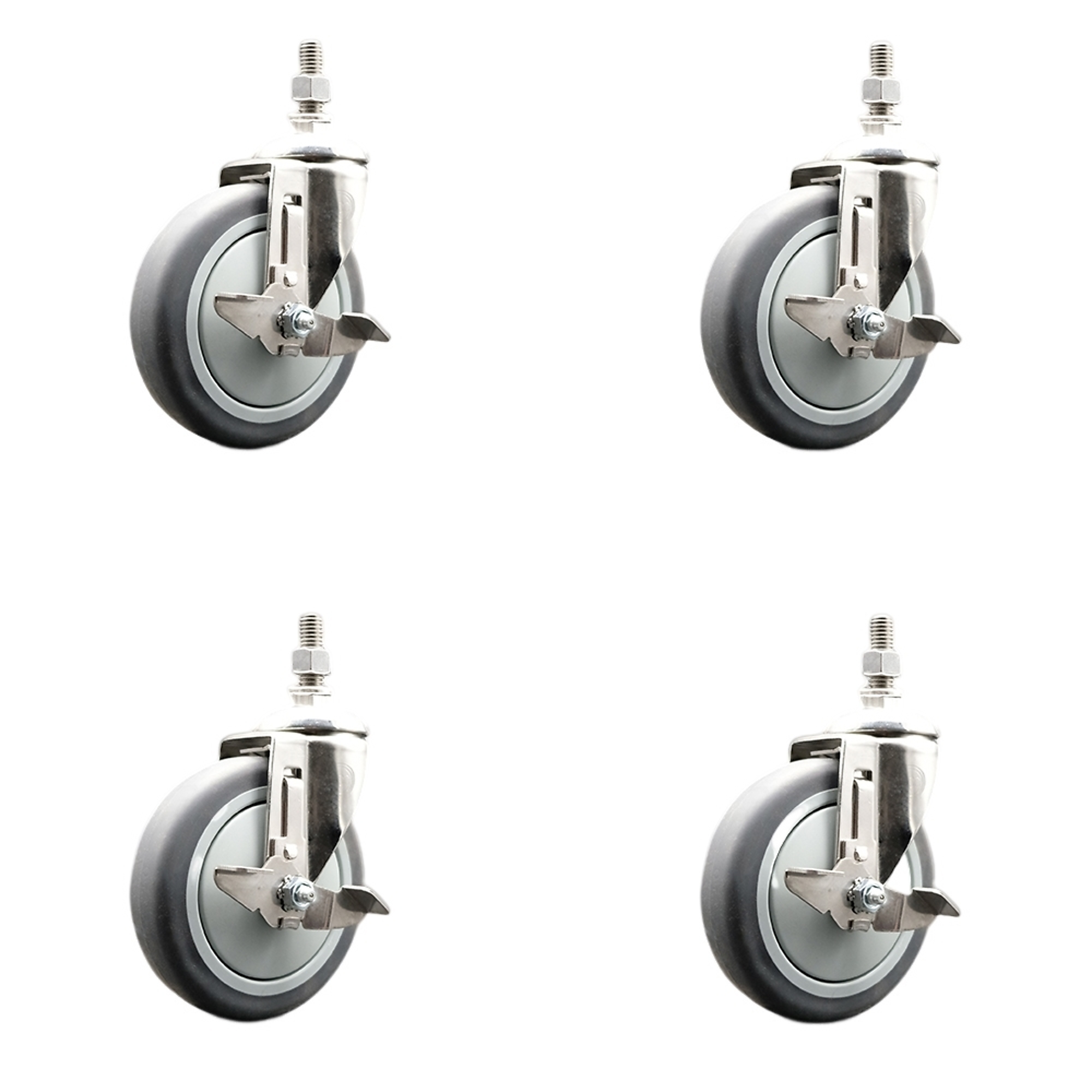 Service Caster, 5Inch x 1 1/4Inch Stem Casters, Wheel Diameter 5 in, Caster Type Swivel, Package (qty.) 4, Model SCC-SS316TS20S514-TPRB-TLB-121315-4