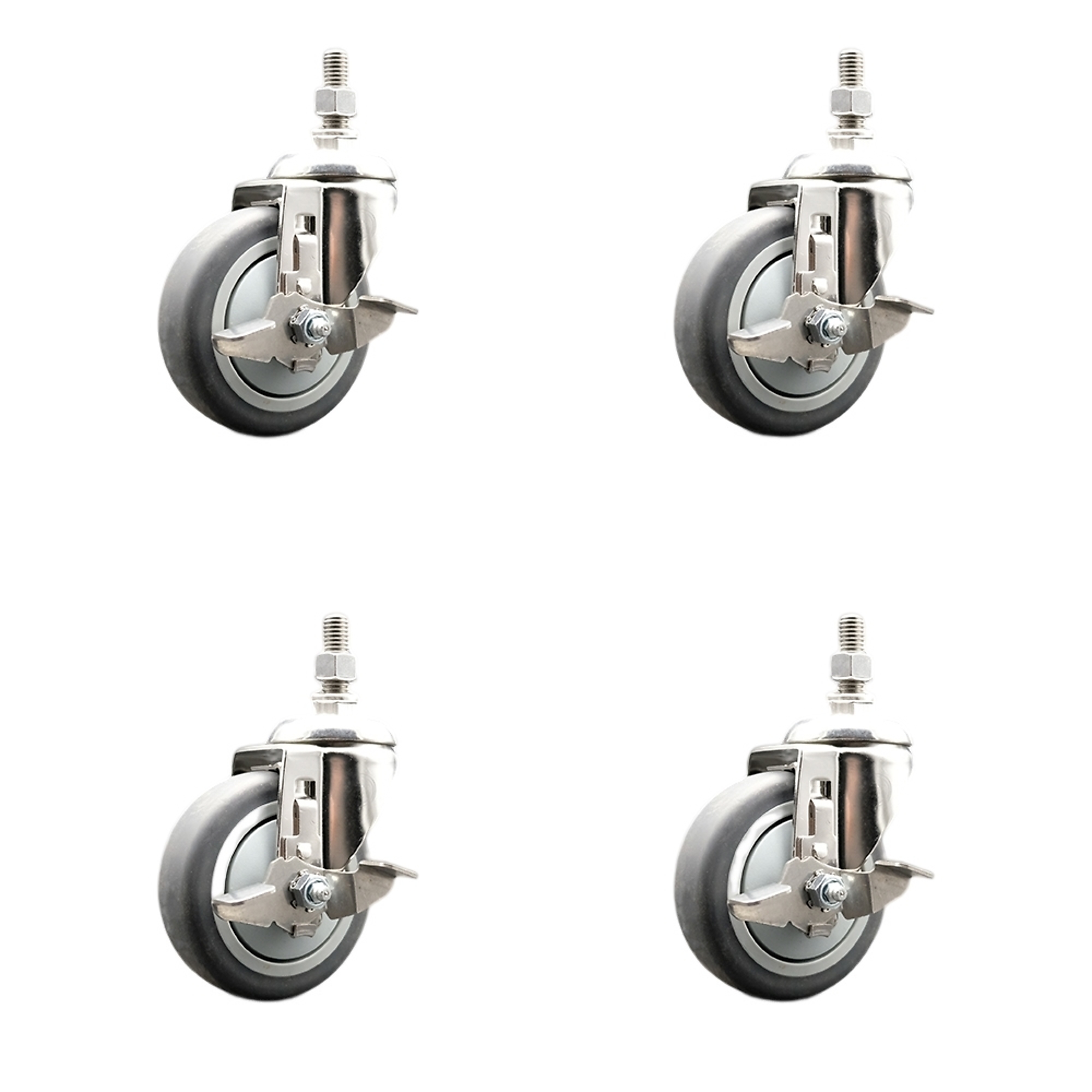 Service Caster, 4Inch x 1 1/4Inch Stem Casters, Wheel Diameter 4 in, Caster Type Swivel, Package (qty.) 4, Model SCC-SS316TS20S414-TPRB-TLB-381615-4