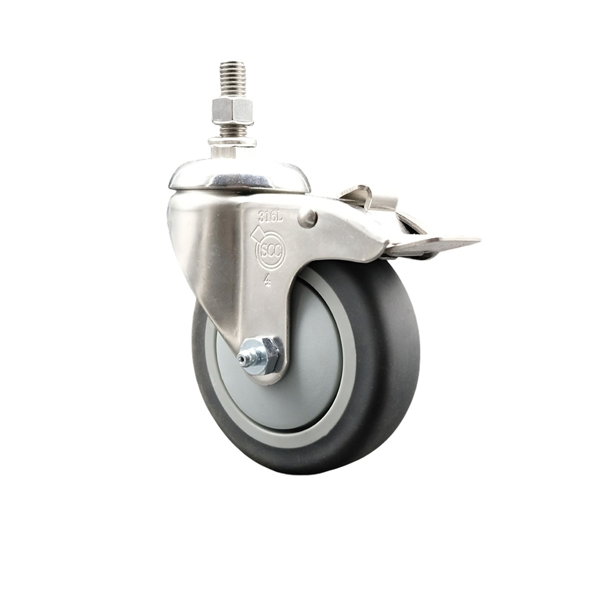 Service Caster, 4Inch x 1 1/4Inch Stem Caster, Wheel Diameter 4 in, Caster Type Swivel, Package (qty.) 1, Model SCC-SS316TSTTL20S414-TPRB-381615