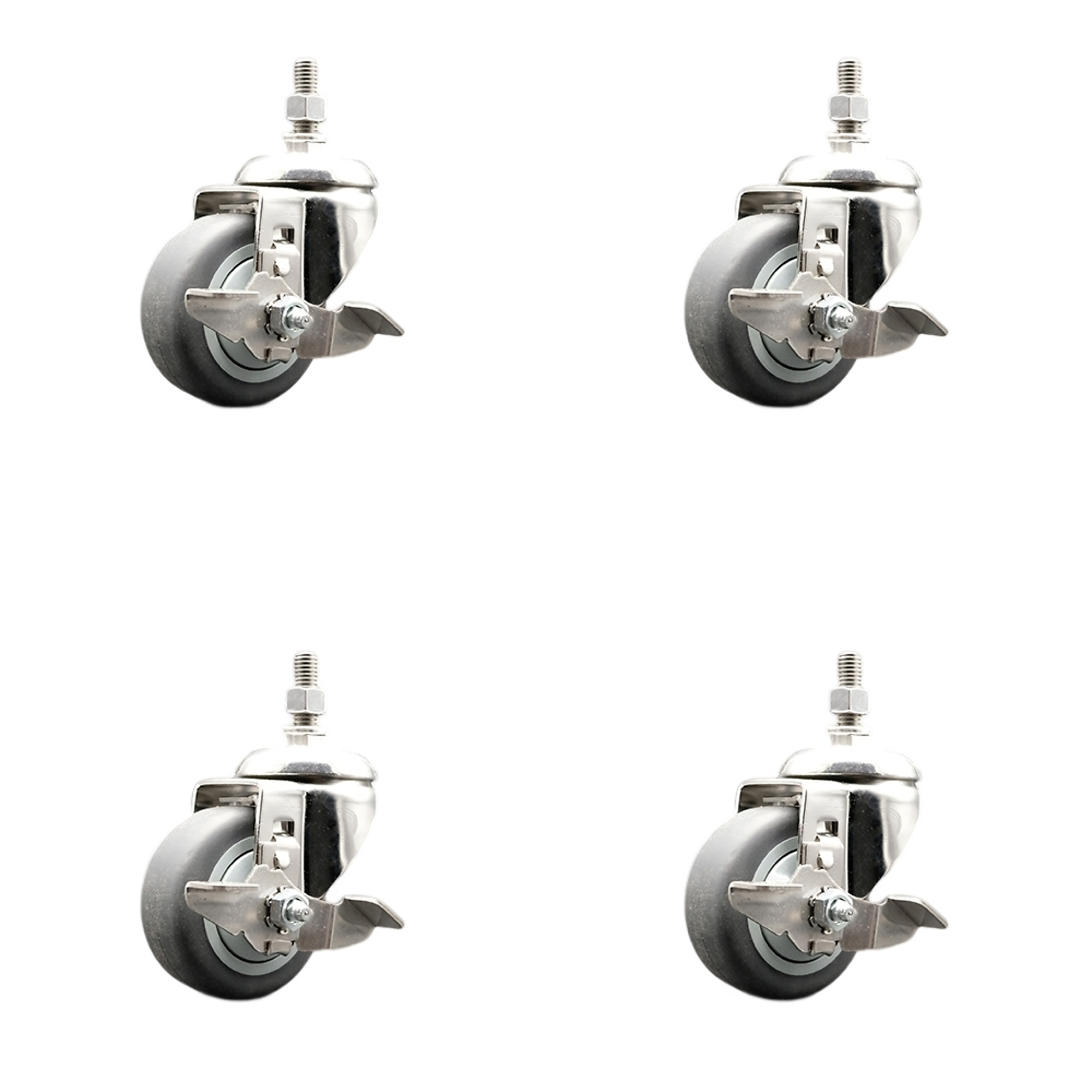 Service Caster, 3Inch x 1 1/4Inch Stem Casters, Wheel Diameter 3 in, Caster Type Swivel, Package (qty.) 4, Model SCC-SS316TS20S314-TPRB-TLB-M1015-4