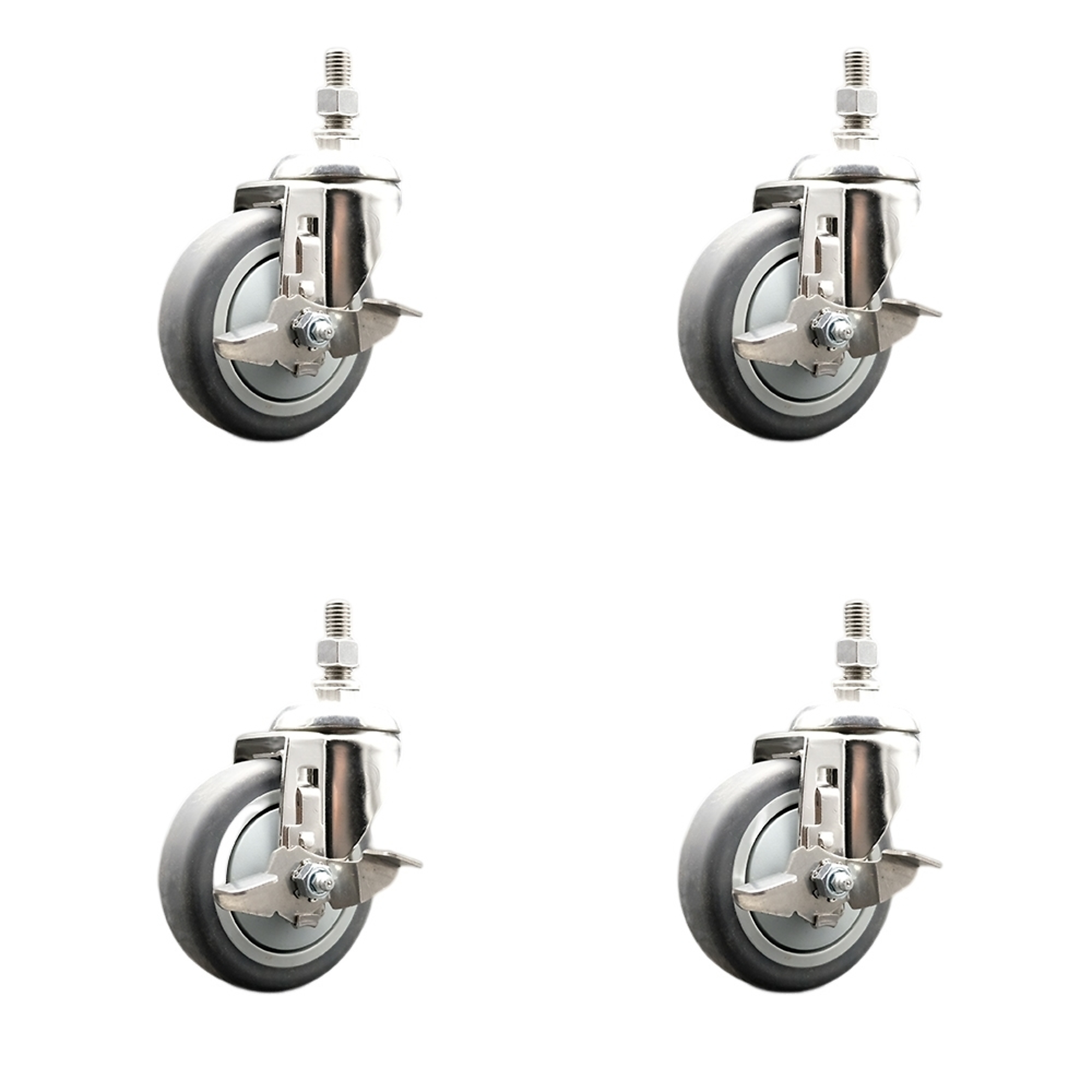 Service Caster, 4Inch x 1 1/4Inch Stem Casters, Wheel Diameter 4 in, Caster Type Swivel, Package (qty.) 4, Model SCC-SS316TS20S414-TPRB-TLB-M1015-4