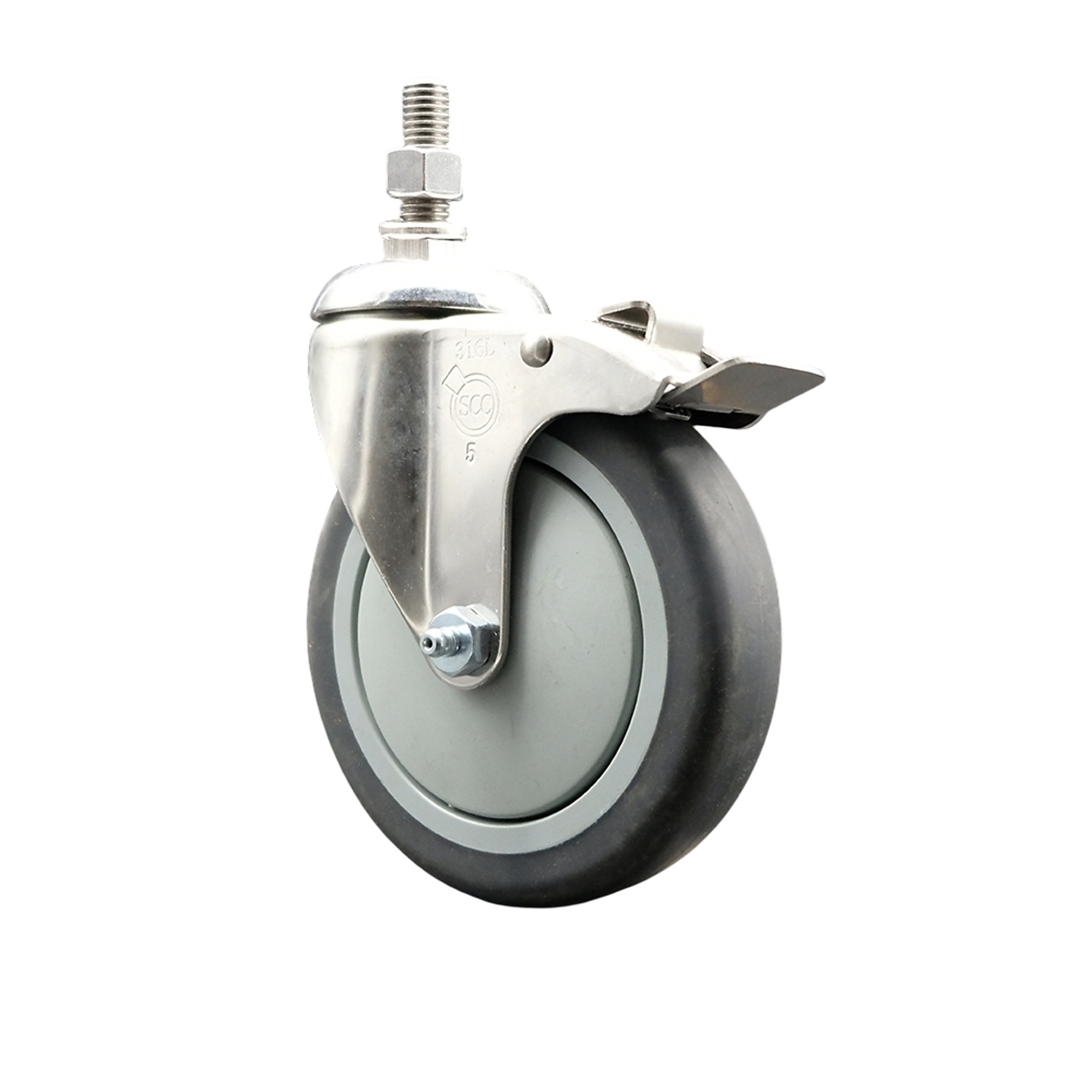 Service Caster, 5Inch x 1 1/4Inch Stem Caster, Wheel Diameter 5 in, Caster Type Swivel, Package (qty.) 1, Model SCC-SS316TSTTL20S514-TPRB-M1015