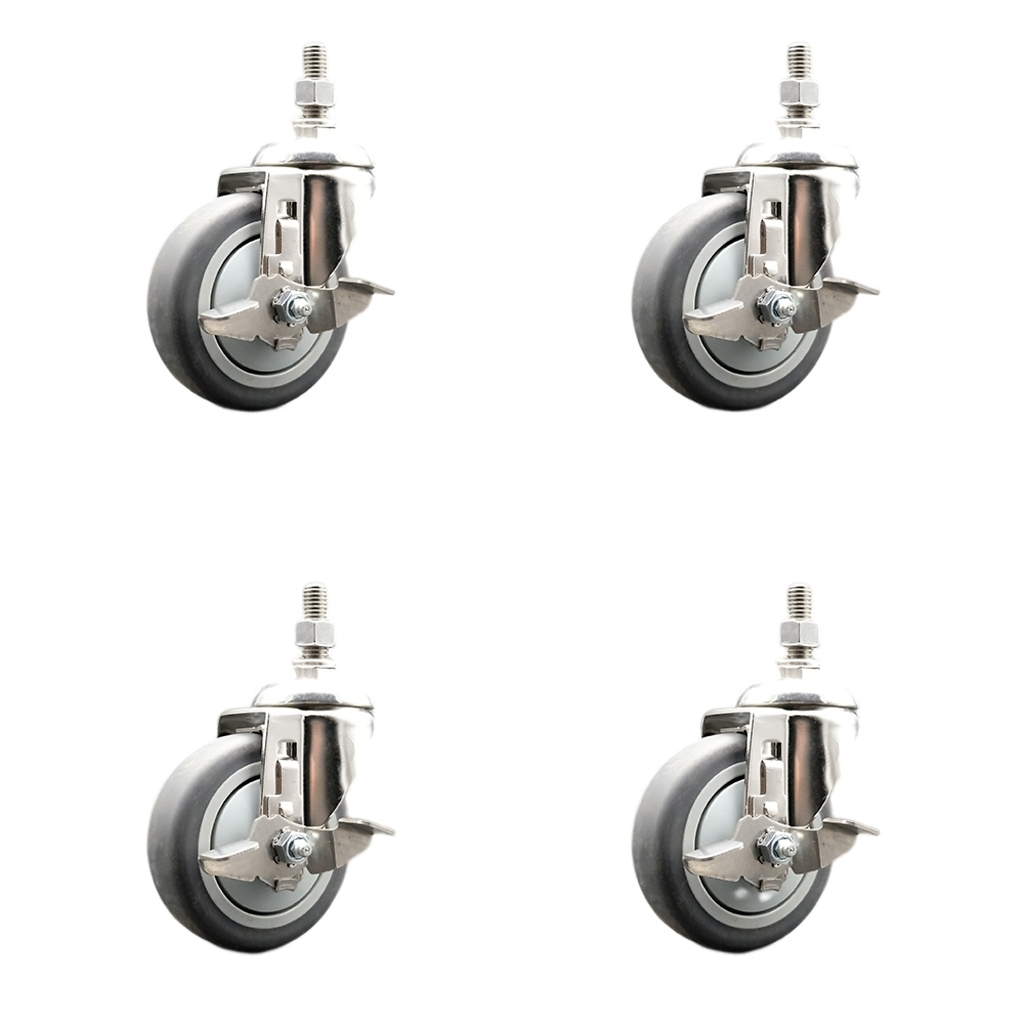 Service Caster, 4Inch x 1 1/4Inch Stem Casters, Wheel Diameter 4 in, Caster Type Swivel, Package (qty.) 4, Model SCC-SS316TS20S414-TPRB-TLB-M1215-4