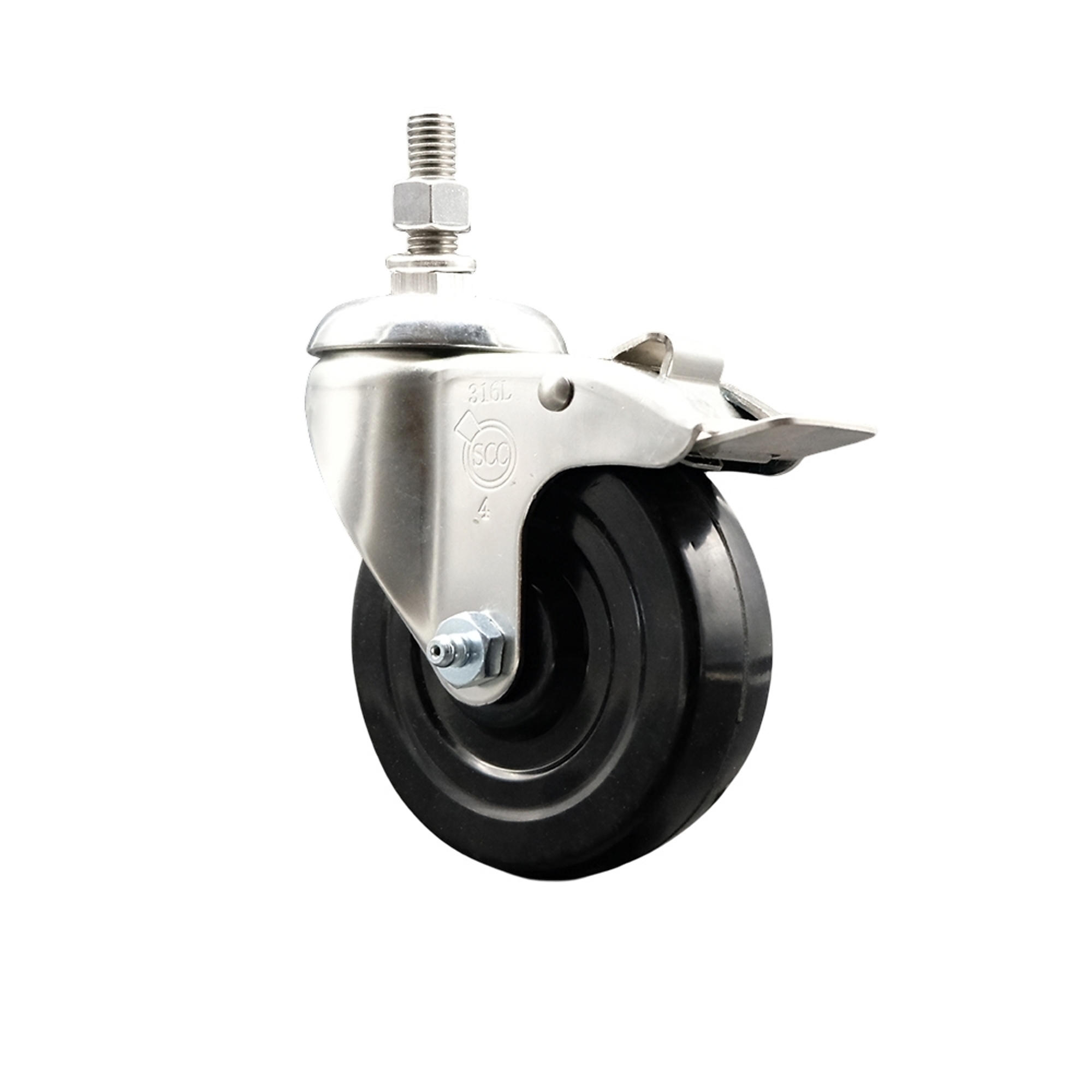 Service Caster, 4Inch x 1 1/4Inch Stem Caster, Wheel Diameter 4 in, Caster Type Swivel, Package (qty.) 1, Model SCC-SS316TSTTL20S414-SRS-121315