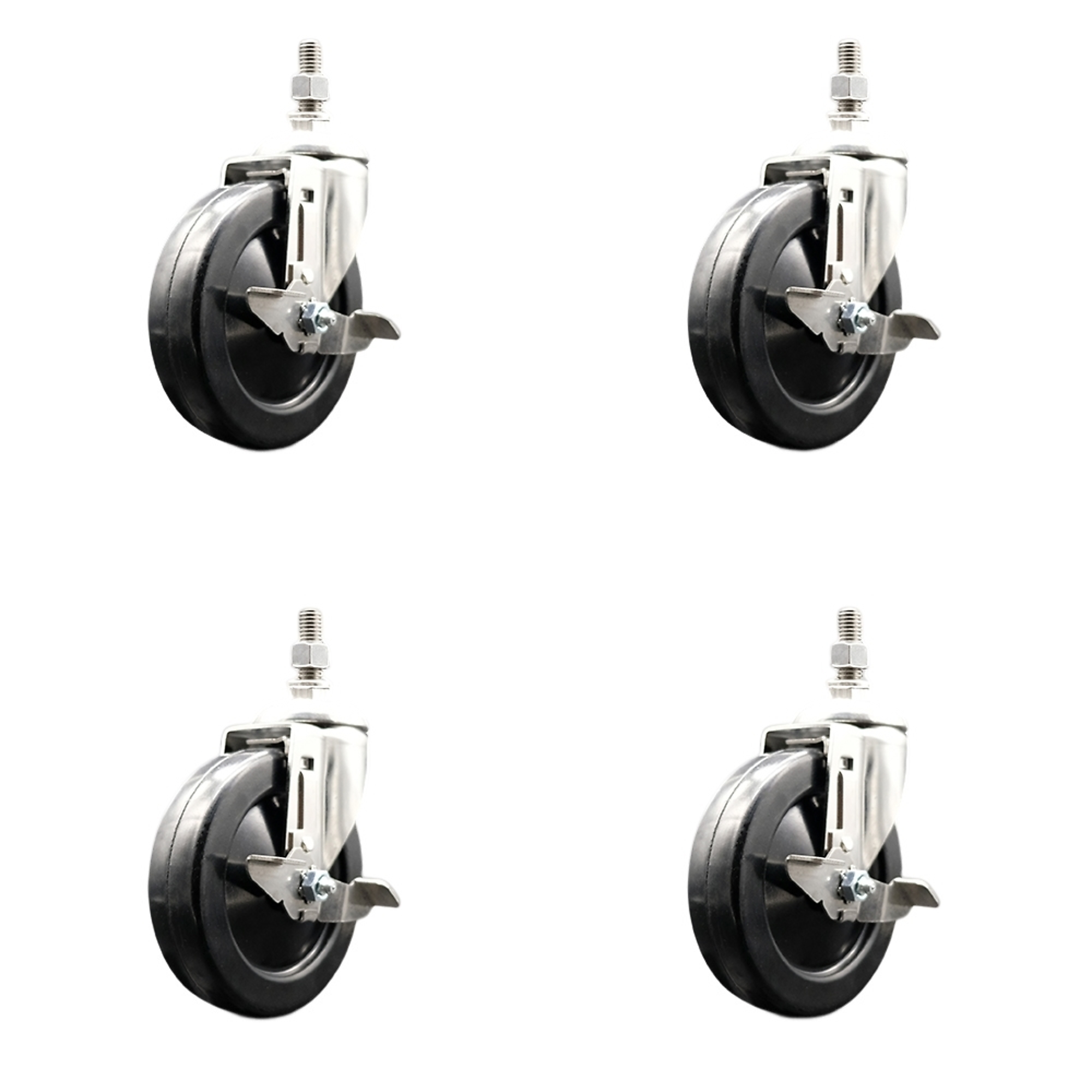 Service Caster, 5Inch x 1 1/4Inch Stem Casters, Wheel Diameter 5 in, Caster Type Swivel, Package (qty.) 4, Model SCC-SS316TS20S514-SRS-TLB-121315-4