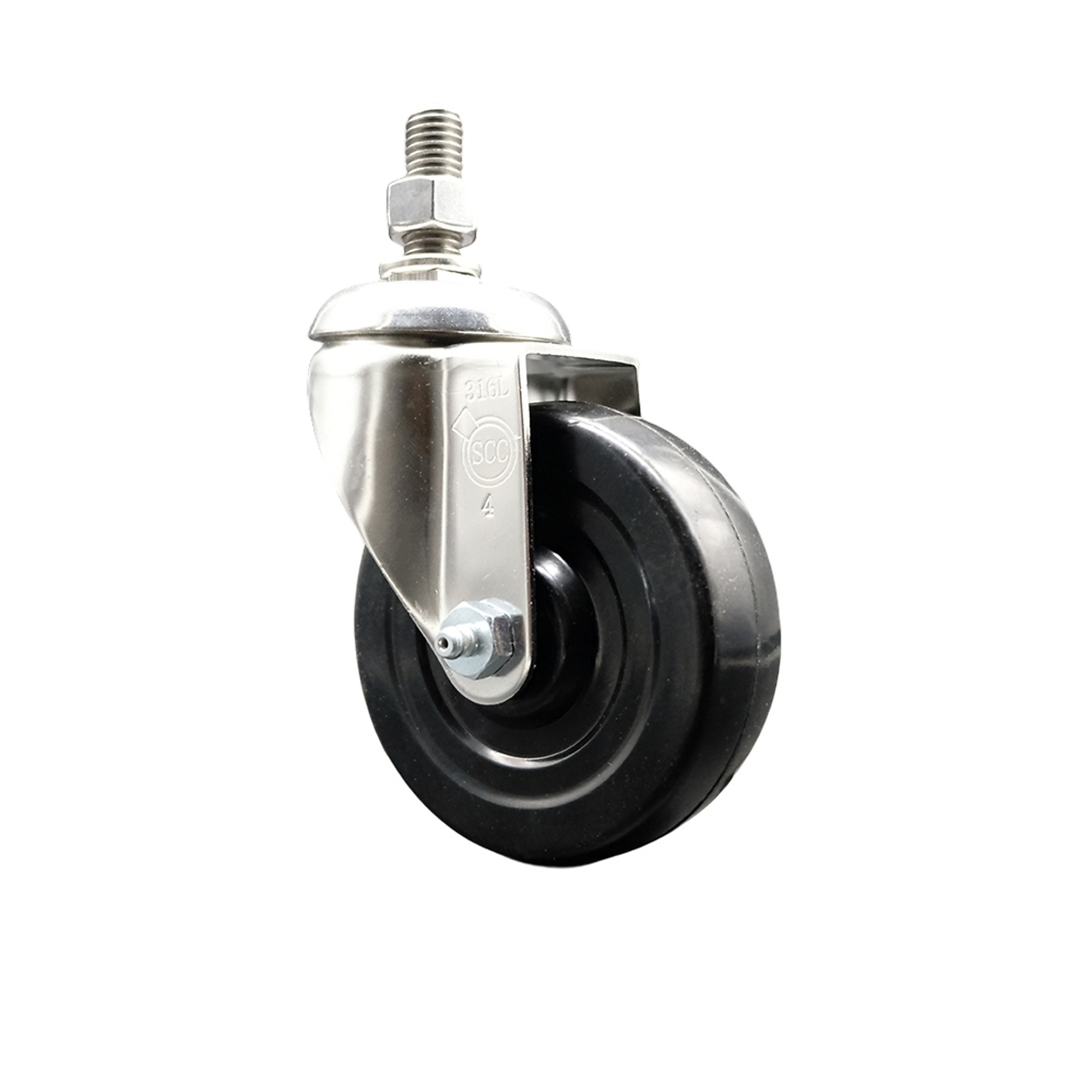 Service Caster, 4Inch x 1 1/4Inch Stem Caster, Wheel Diameter 4 in, Caster Type Swivel, Package (qty.) 1, Model SCC-SS316TS20S414-SRS-381615