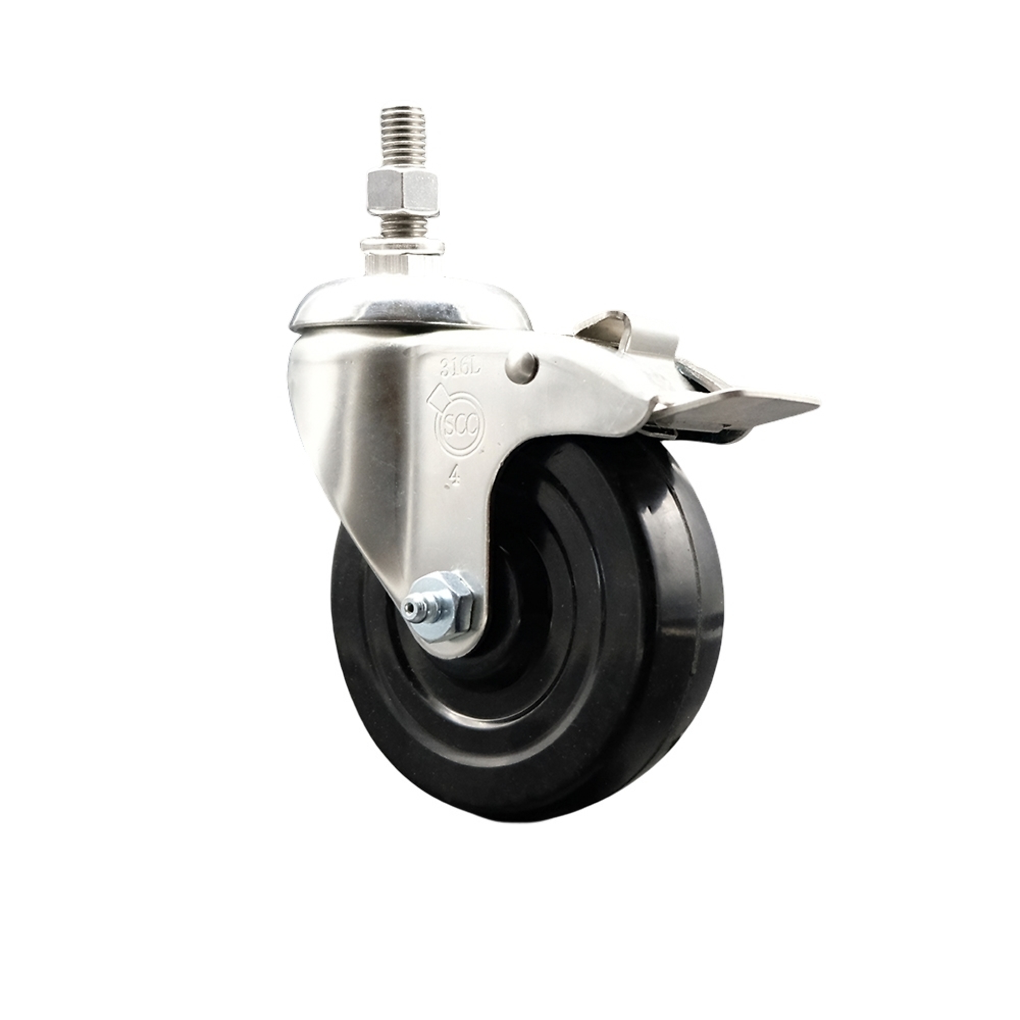 Service Caster, 4Inch x 1 1/4Inch Stem Caster, Wheel Diameter 4 in, Caster Type Swivel, Package (qty.) 1, Model SCC-SS316TSTTL20S414-SRS-381615