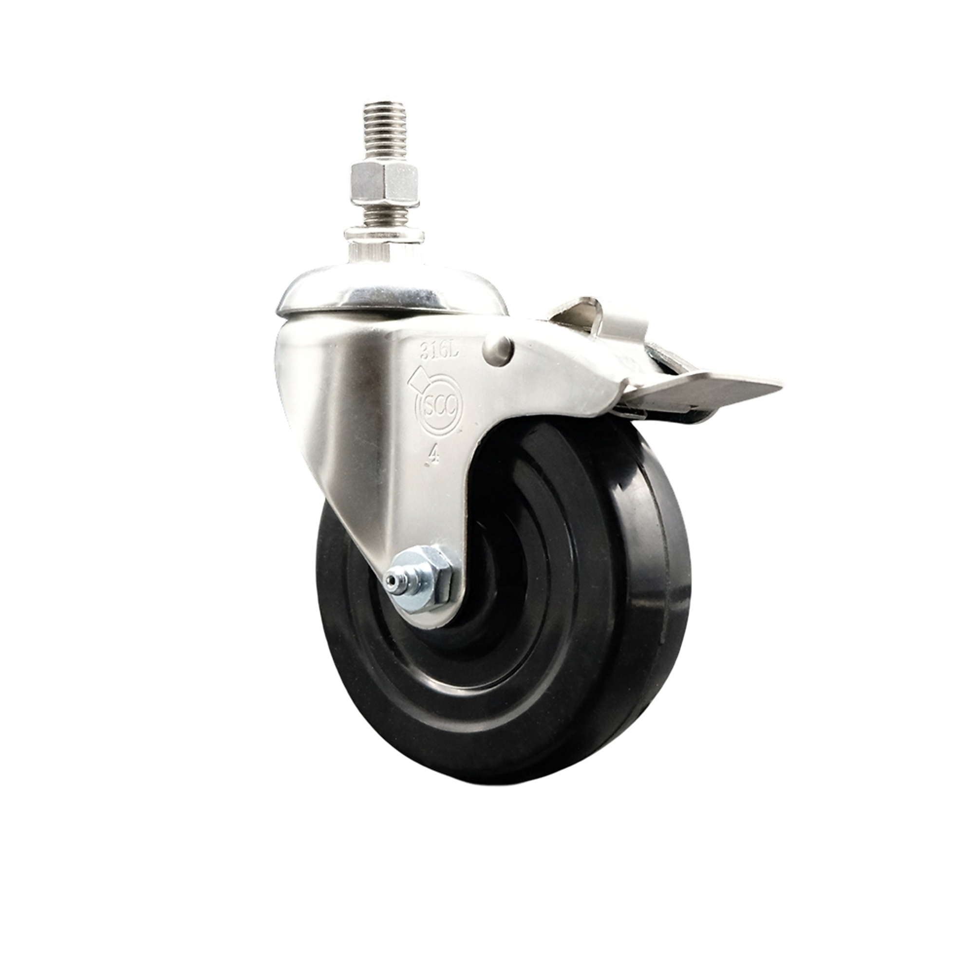 Service Caster, 4Inch x 1 1/4Inch Stem Caster, Wheel Diameter 4 in, Caster Type Swivel, Package (qty.) 1, Model SCC-SS316TSTTL20S414-SRS-M1015