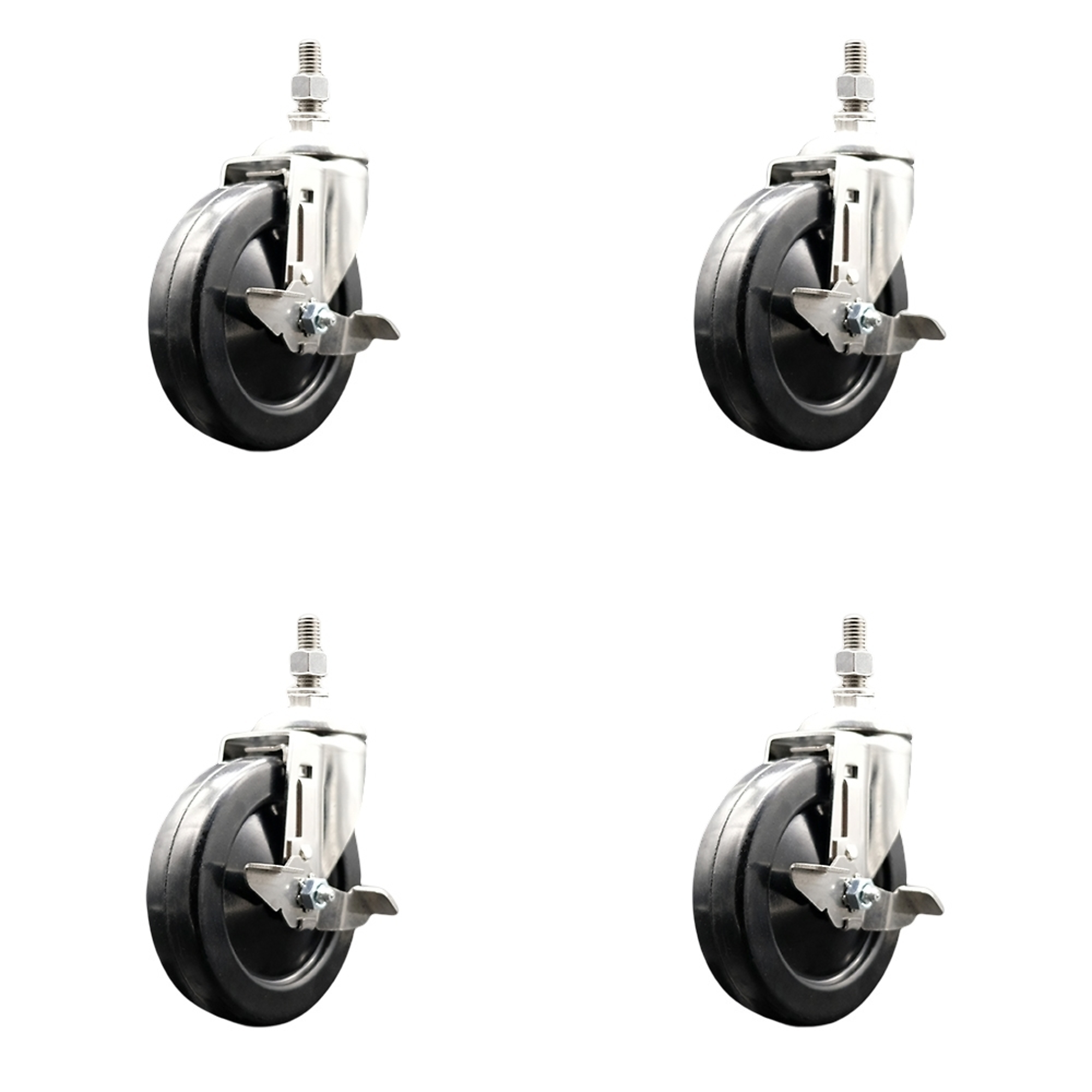 Service Caster, 5Inch x 1 1/4Inch Stem Casters, Wheel Diameter 5 in, Caster Type Swivel, Package (qty.) 4, Model SCC-SS316TS20S514-SRS-TLB-M1015-4