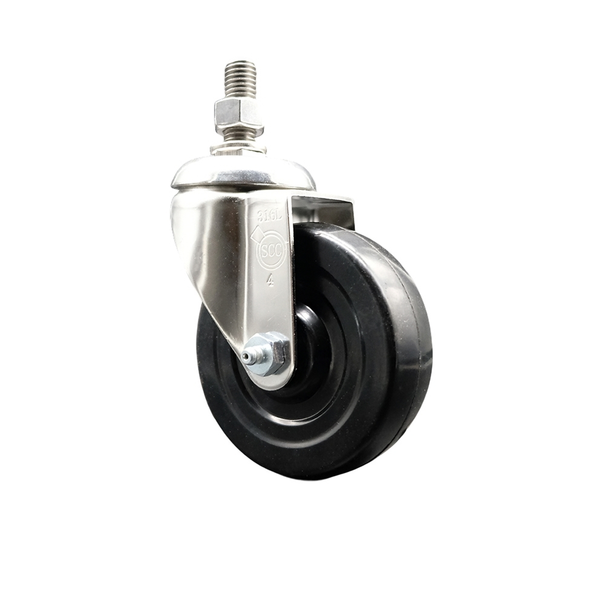 Service Caster, 4Inch x 1 1/4Inch Stem Caster, Wheel Diameter 4 in, Caster Type Swivel, Package (qty.) 1, Model SCC-SS316TS20S414-SRS-M1215