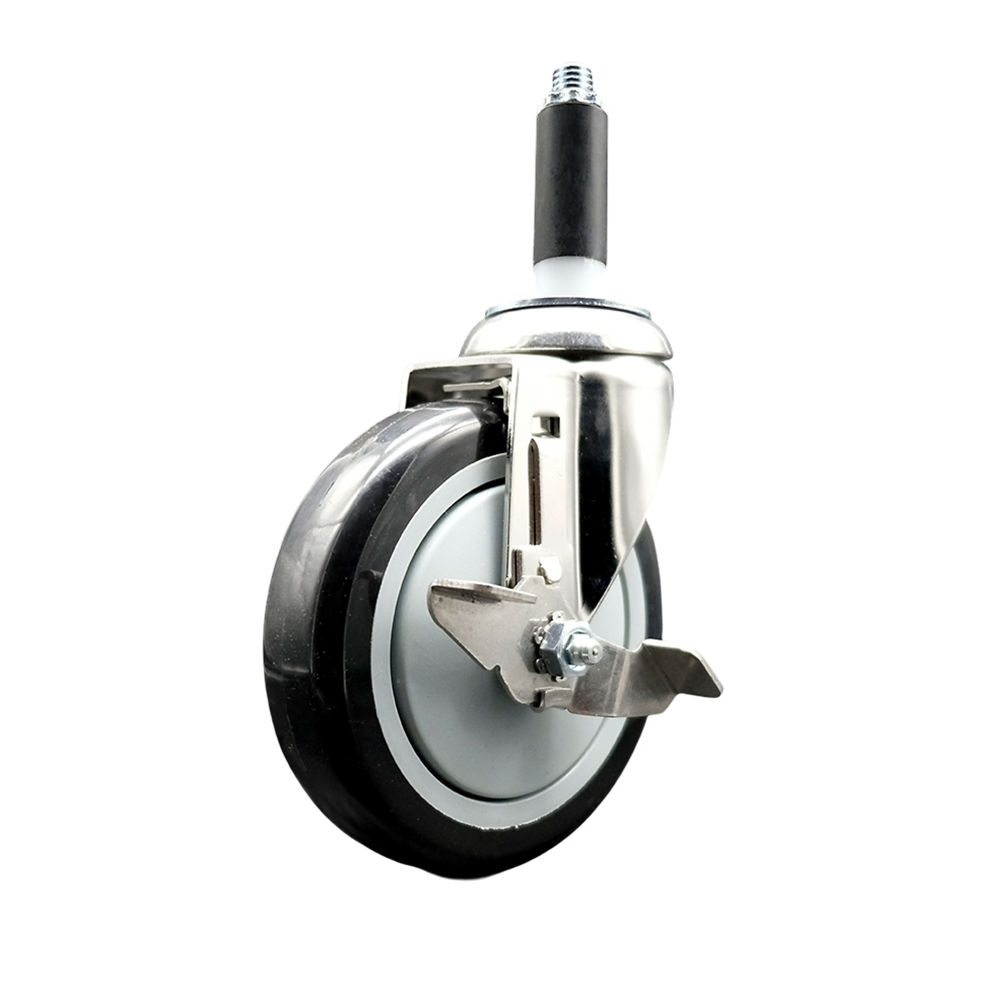 Service Caster, 5Inch x 1 1/4Inch Stem Caster, Wheel Diameter 5 in, Caster Type Swivel, Package (qty.) 1, Model SCC-SS316EX20S514-PPUB-BLK-TLB-78