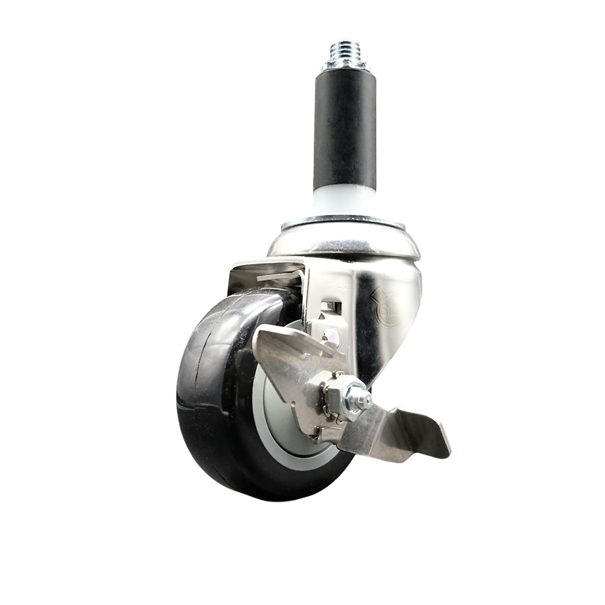 Service Caster, 3Inch x 1 1/4Inch Stem Caster, Wheel Diameter 3 in, Caster Type Swivel, Package (qty.) 1, Model SCC-SS316EX20S314-PPUB-BLK-TLB-1