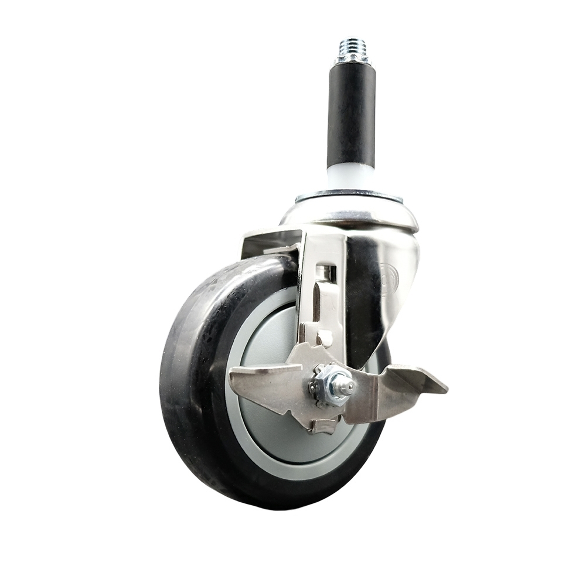 Service Caster, 4Inch x 1 1/4Inch Stem Caster, Wheel Diameter 4 in, Caster Type Swivel, Package (qty.) 1, Model SCC-SS316EX20S414-PPUB-BLK-TLB-78