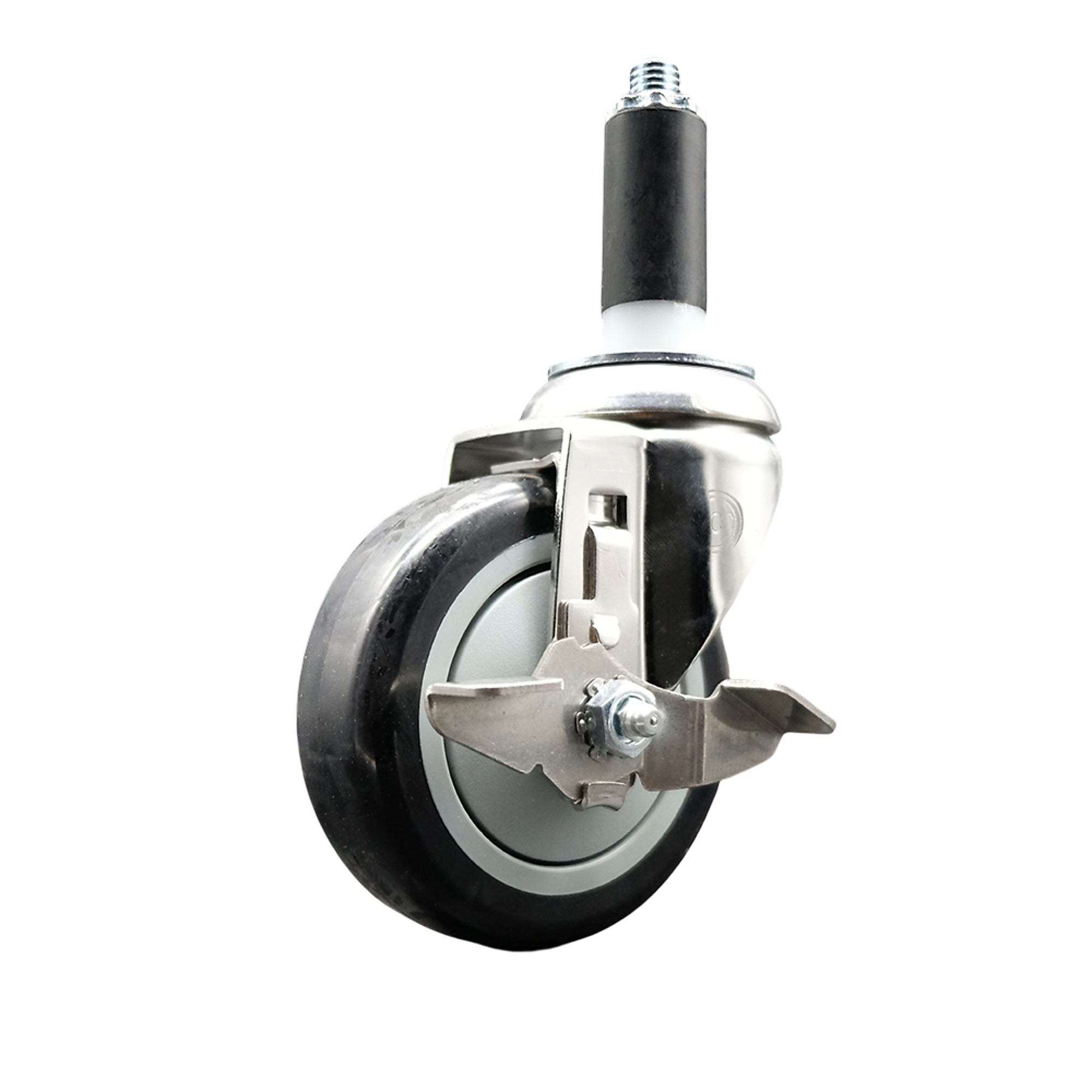 Service Caster, 4Inch x 1 1/4Inch Stem Caster, Wheel Diameter 4 in, Caster Type Swivel, Package (qty.) 1, Model SCC-SS316EX20S414-PPUB-BLK-TLB-1