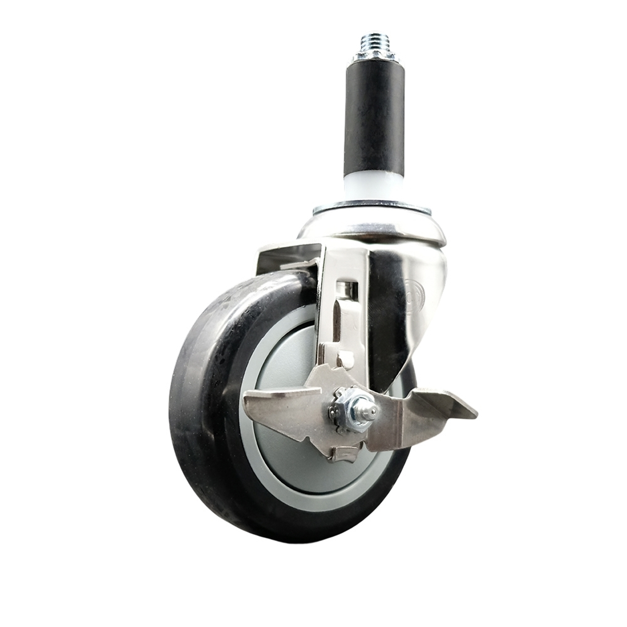 Service Caster, 4Inch x 1 1/4Inch Stem Caster, Wheel Diameter 4 in, Caster Type Swivel, Package (qty.) 1, Model SCC-SS316EX20S414-PPUB-BLK-TLB-118