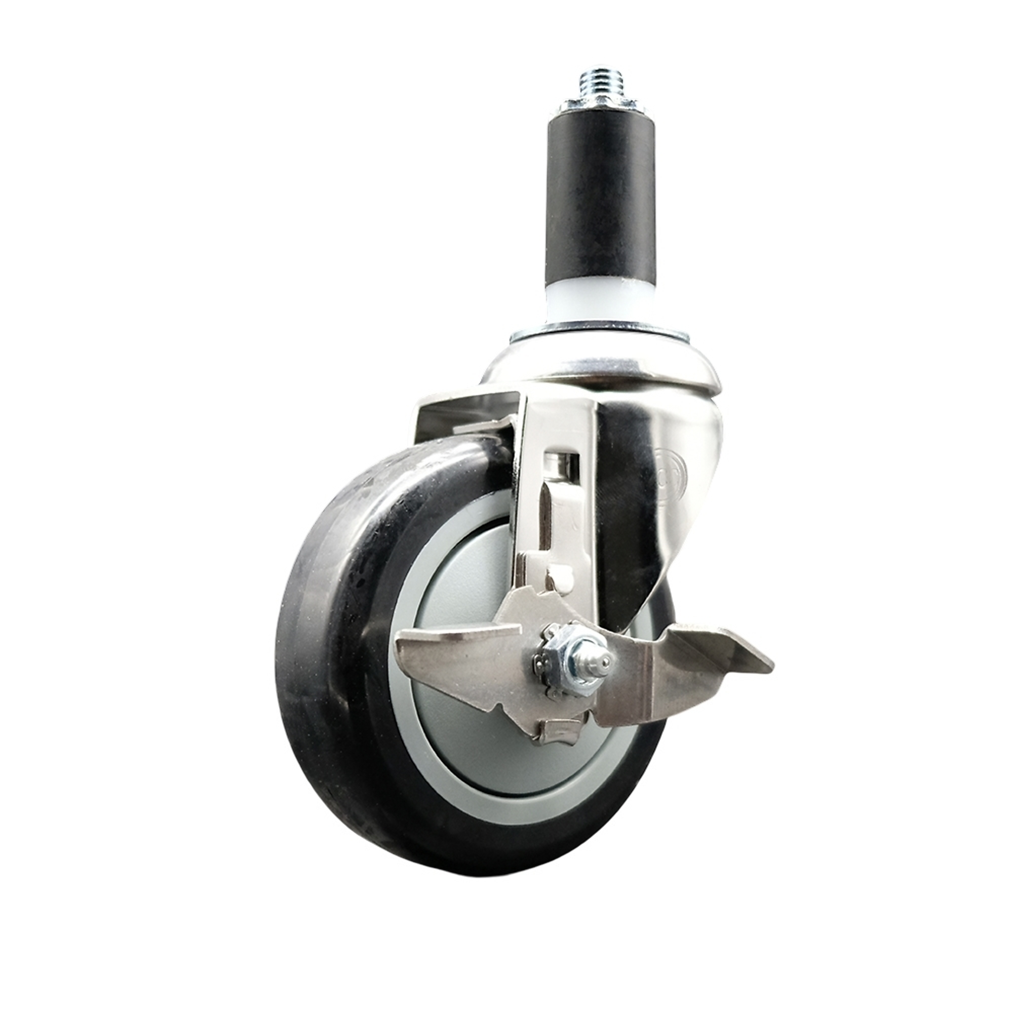 Service Caster, 4Inch x 1 1/4Inch Stem Caster, Wheel Diameter 4 in, Caster Type Swivel, Package (qty.) 1, Model SCC-SS316EX20S414-PPUB-BLK-TLB-114