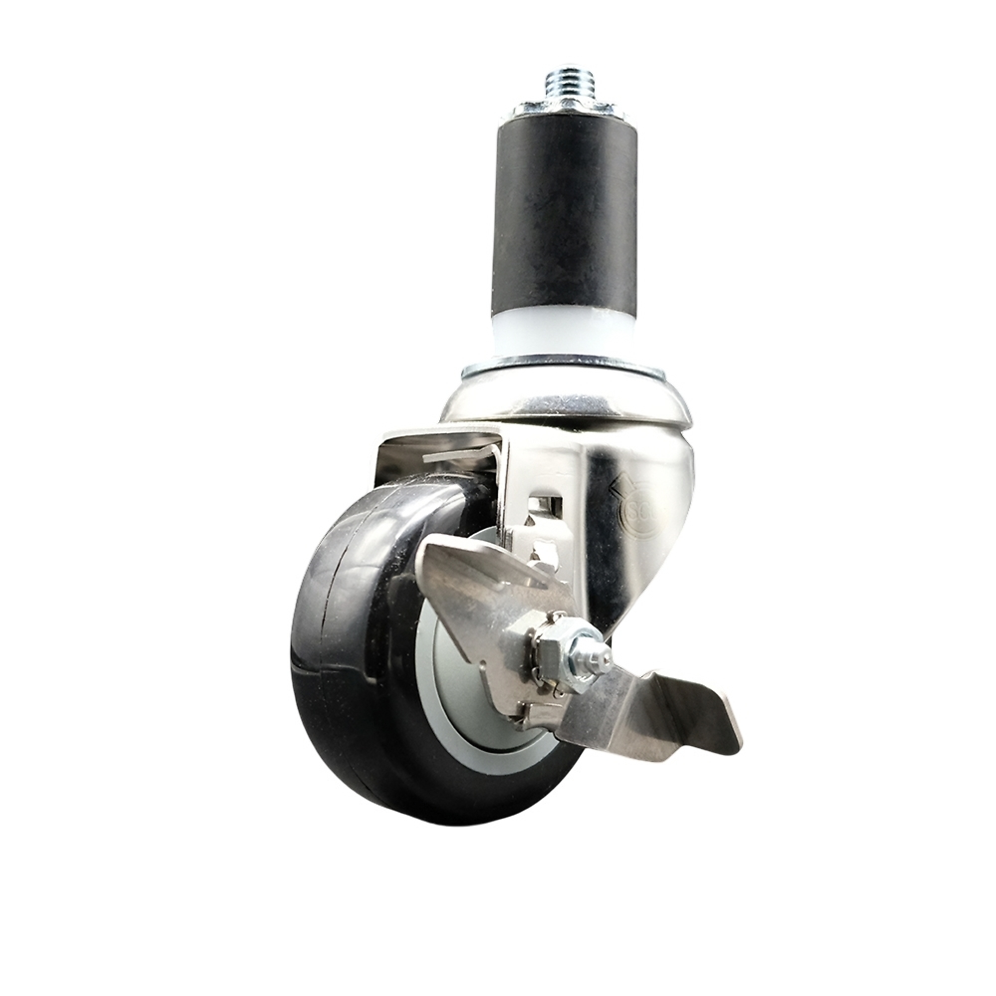 Service Caster, 3Inch x 1 1/4Inch Stem Caster, Wheel Diameter 3 in, Caster Type Swivel, Package (qty.) 1, Model SCC-SS316EX20S314-PPUB-BLK-TLB-112