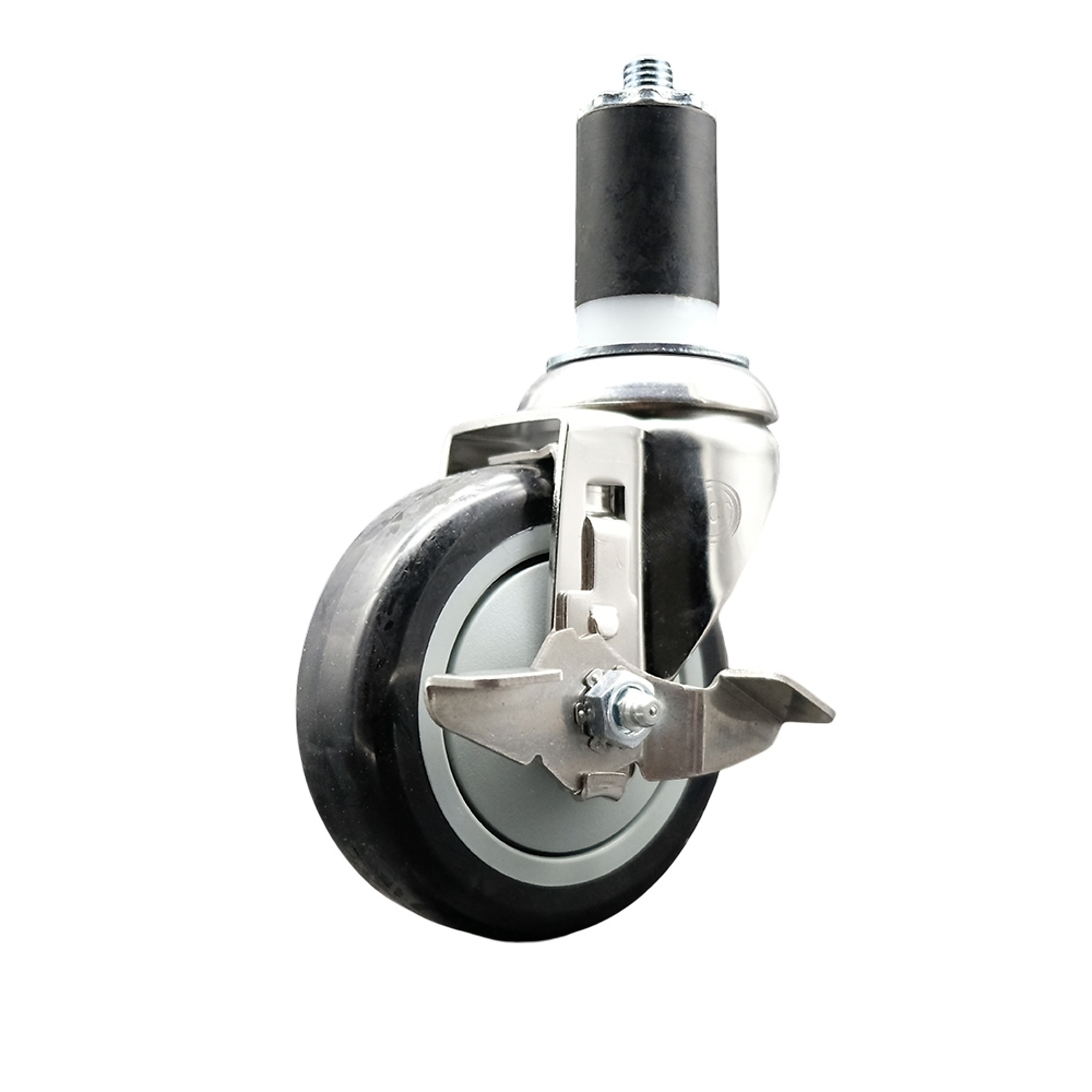 Service Caster, 4Inch x 1 1/4Inch Stem Caster, Wheel Diameter 4 in, Caster Type Swivel, Package (qty.) 1, Model SCC-SS316EX20S414-PPUB-BLK-TLB-112