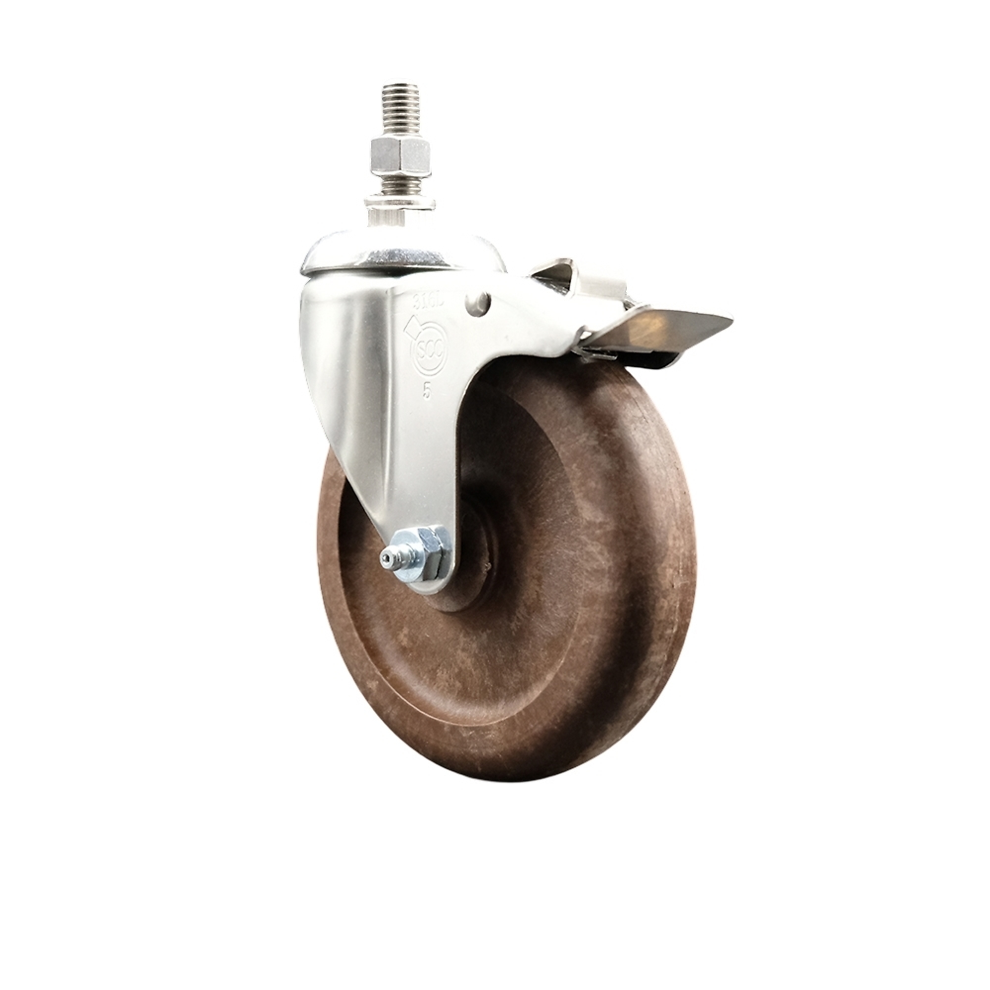 Service Caster, 5Inch x 1 1/4Inch Stem Caster, Wheel Diameter 5 in, Caster Type Swivel, Package (qty.) 1, Model SCC-SS316TSTTL20S514-GFNSHT-121315