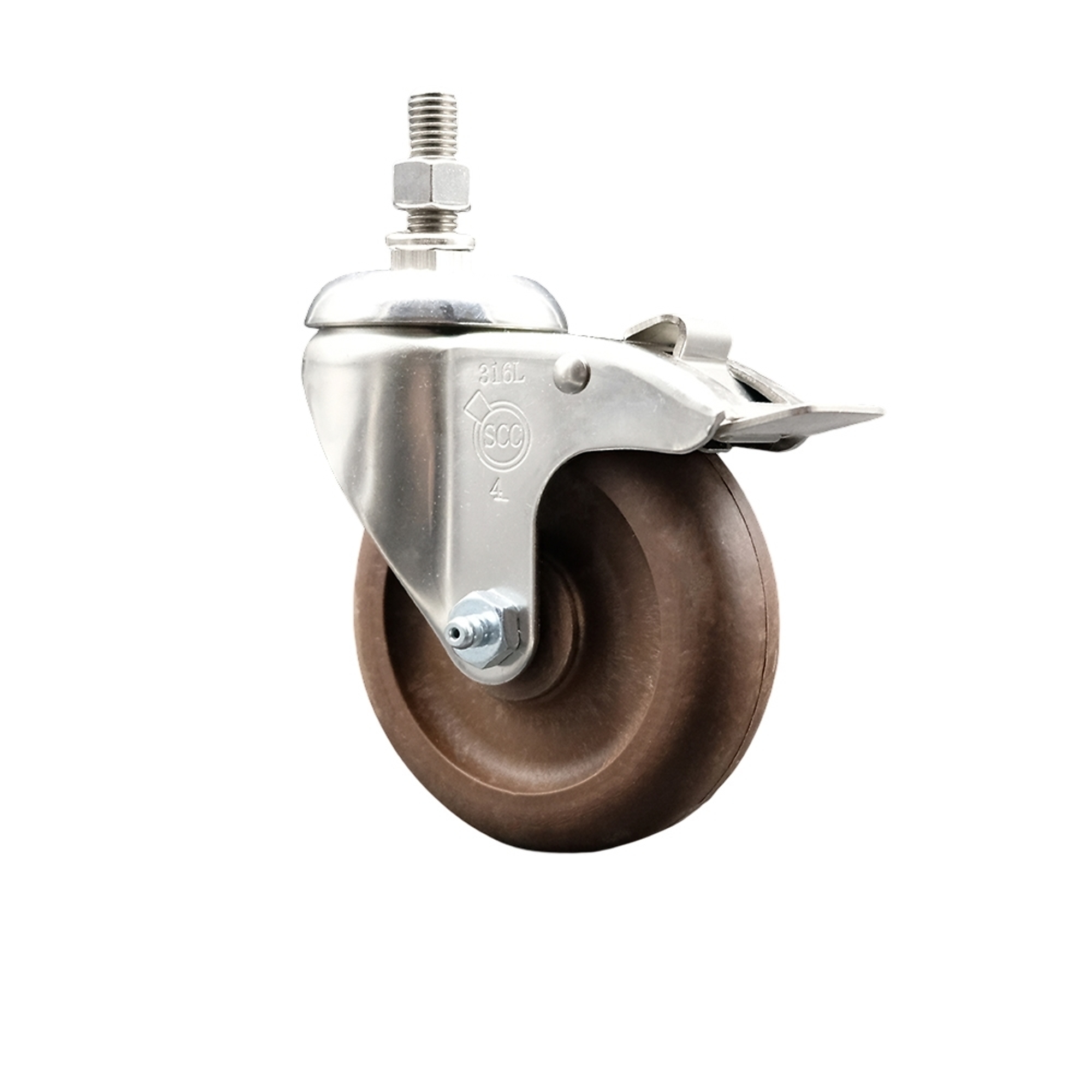 Service Caster, 4Inch x 1 1/4Inch Stem Caster, Wheel Diameter 4 in, Caster Type Swivel, Package (qty.) 1, Model SCC-SS316TSTTL20S414-GFNSHT-121315