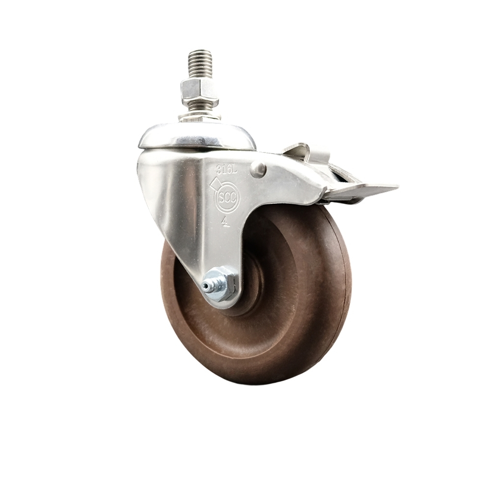 Service Caster, 4Inch x 1 1/4Inch Stem Caster, Wheel Diameter 4 in, Caster Type Swivel, Package (qty.) 1, Model SCC-SS316TSTTL20S414-GFNSHT-381615