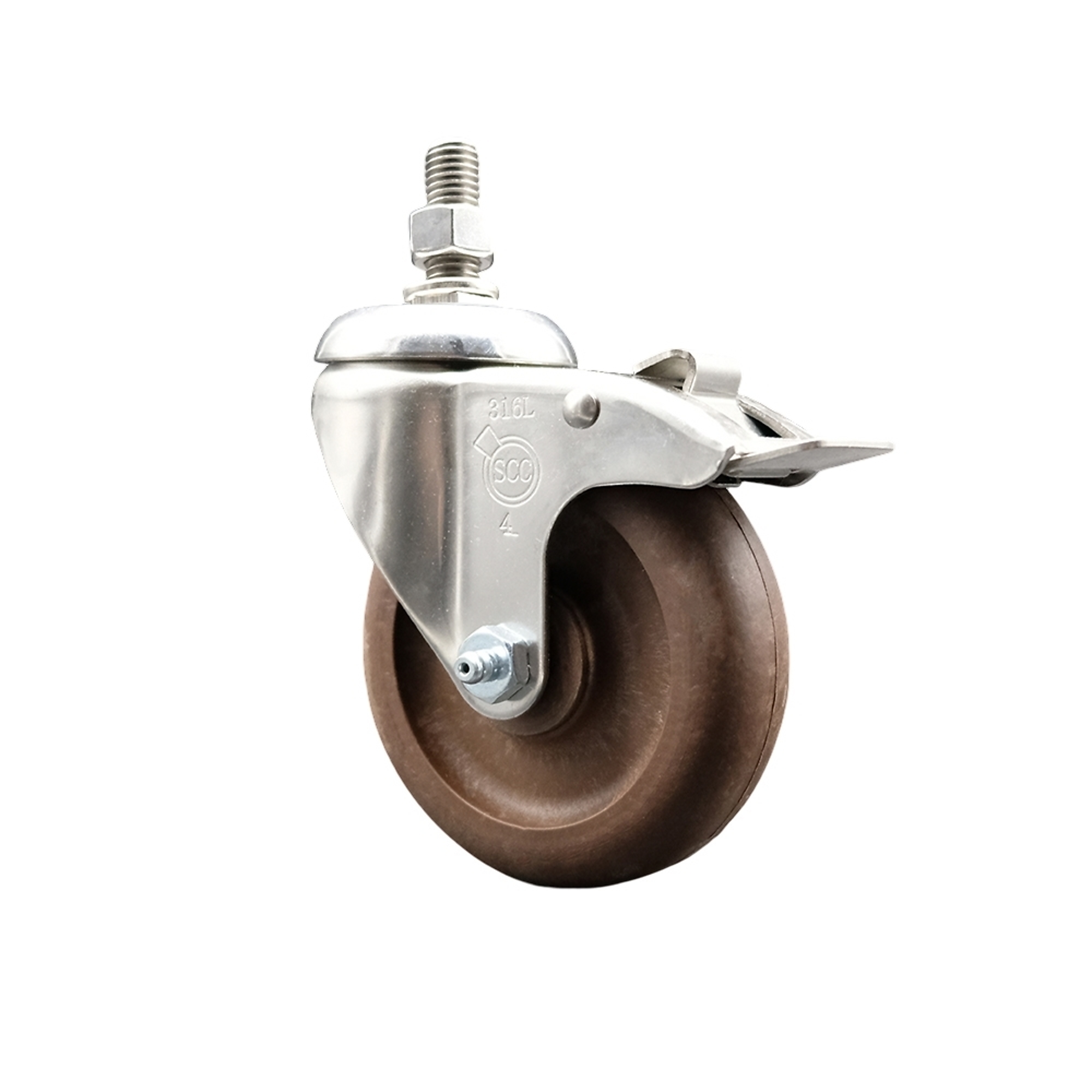 Service Caster, 4Inch x 1 1/4Inch Stem Caster, Wheel Diameter 4 in, Caster Type Swivel, Package (qty.) 1, Model SCC-SS316TSTTL20S414-GFNSHT-M1015