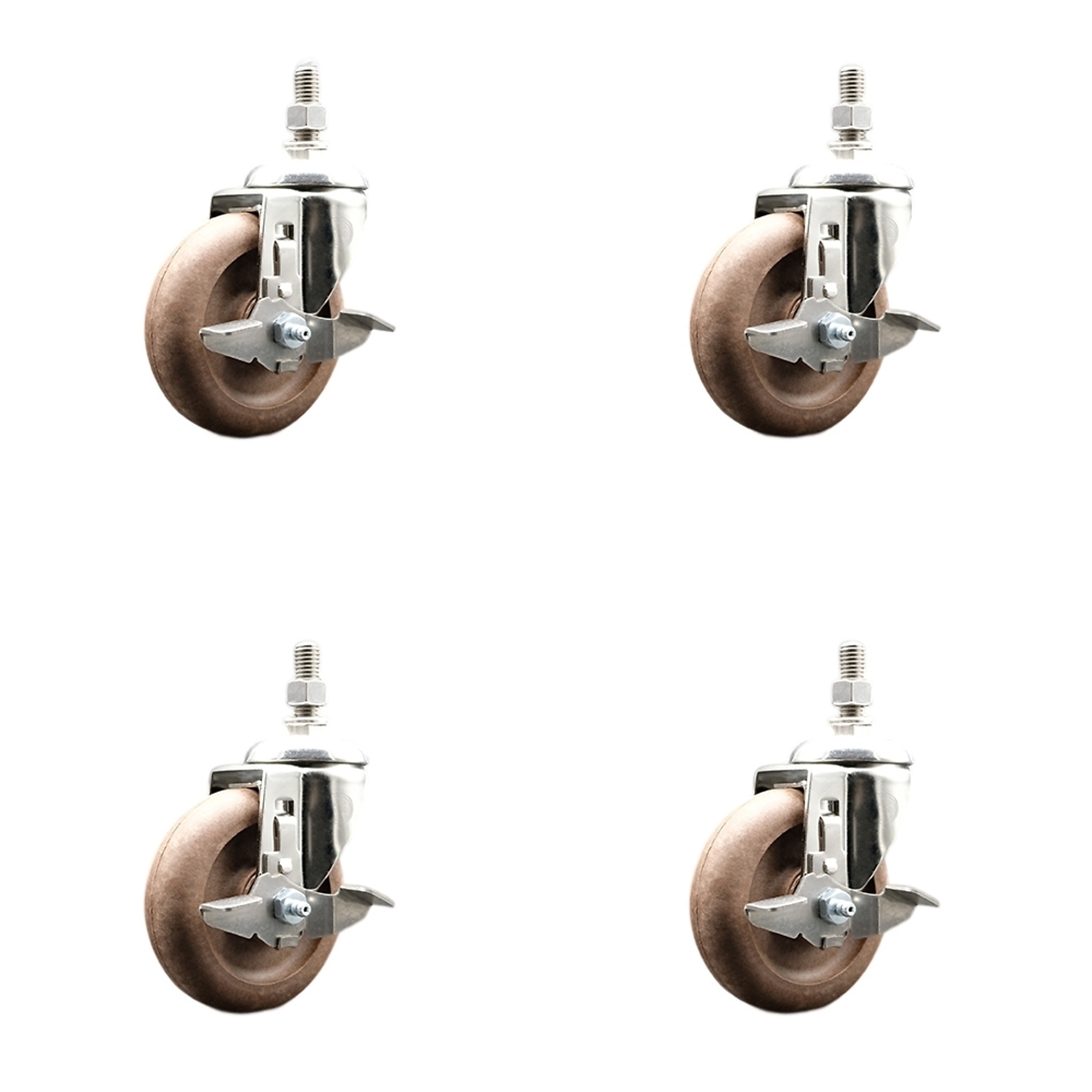 Service Caster, 4Inch x 1 1/4Inch Stem Casters, Wheel Diameter 4 in, Caster Type Swivel, Package (qty.) 4, Model SCC-SS316TS20S414-GFNSHT-TLB-M1015-4