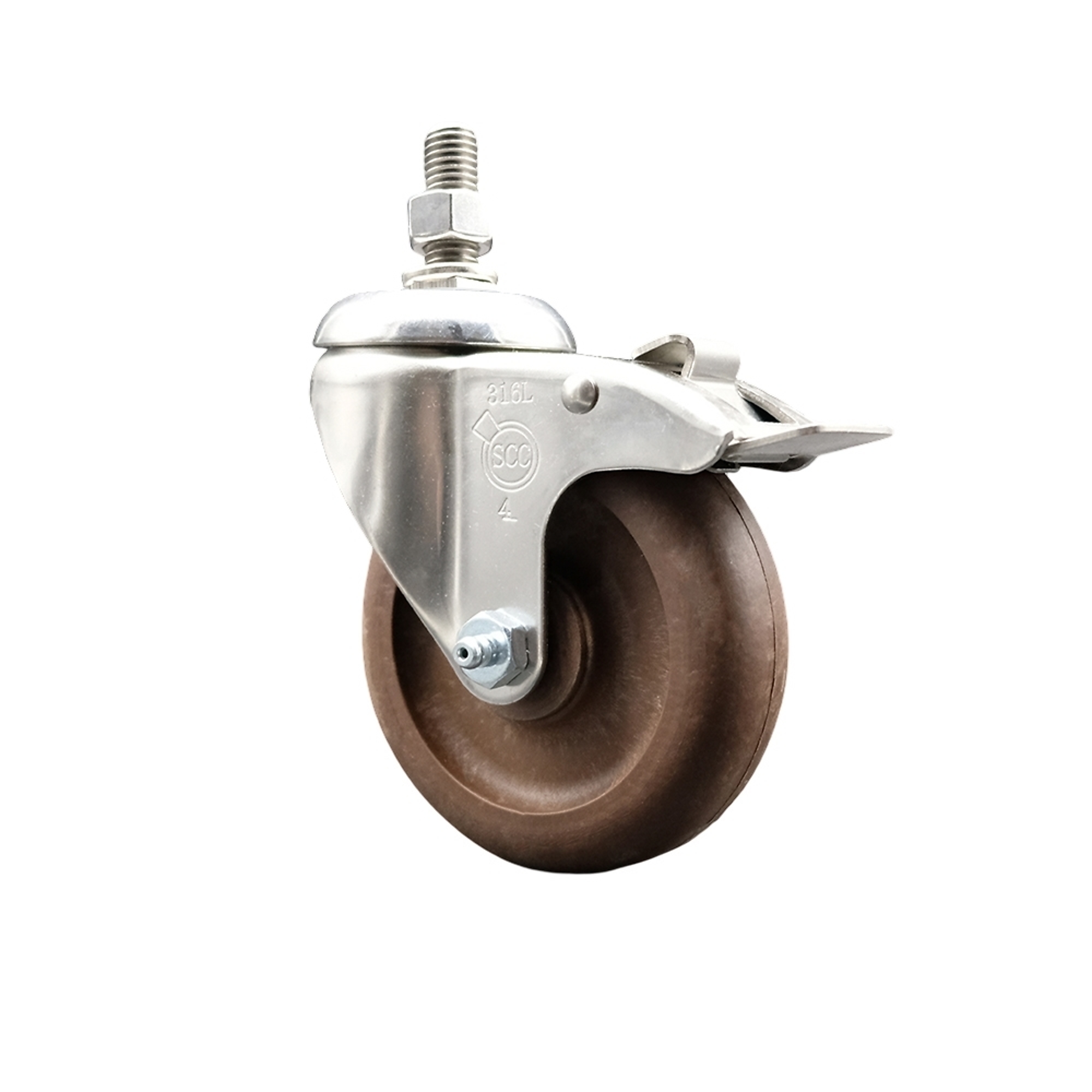 Service Caster, 4Inch x 1 1/4Inch Stem Caster, Wheel Diameter 4 in, Caster Type Swivel, Package (qty.) 1, Model SCC-SS316TSTTL20S414-GFNSHT-M1215