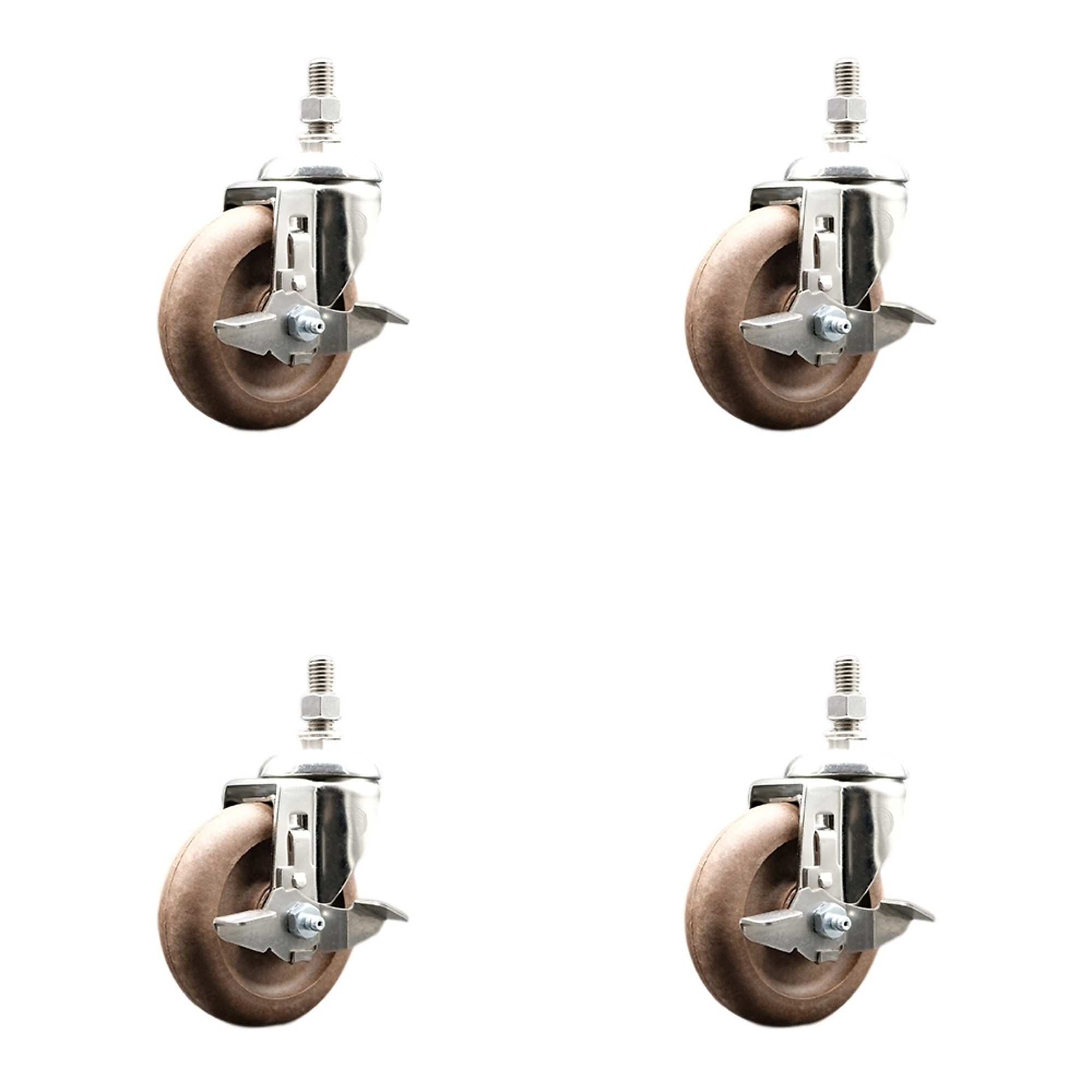 Service Caster, 4Inch x 1 1/4Inch Stem Casters, Wheel Diameter 4 in, Caster Type Swivel, Package (qty.) 4, Model SCC-SS316TS20S414-GFNSHT-TLB-M1215-4