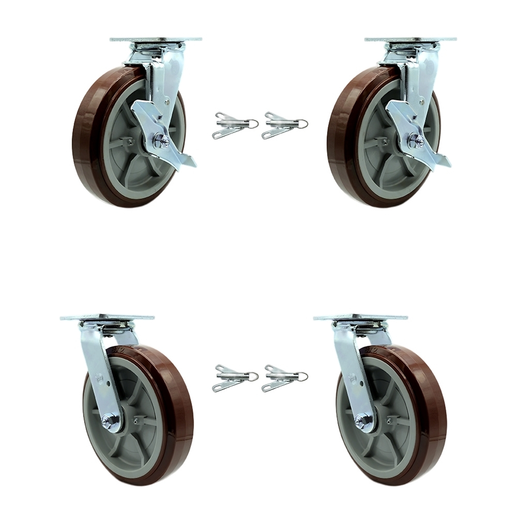 Service Caster, 8Inch x 2Inch Plate Casters, Wheel Diameter 8 in, Caster Type Swivel, Package (qty.) 4, Model GRE-SCC-30CS820-PPUR-TLB-BSL-2-BSL-2