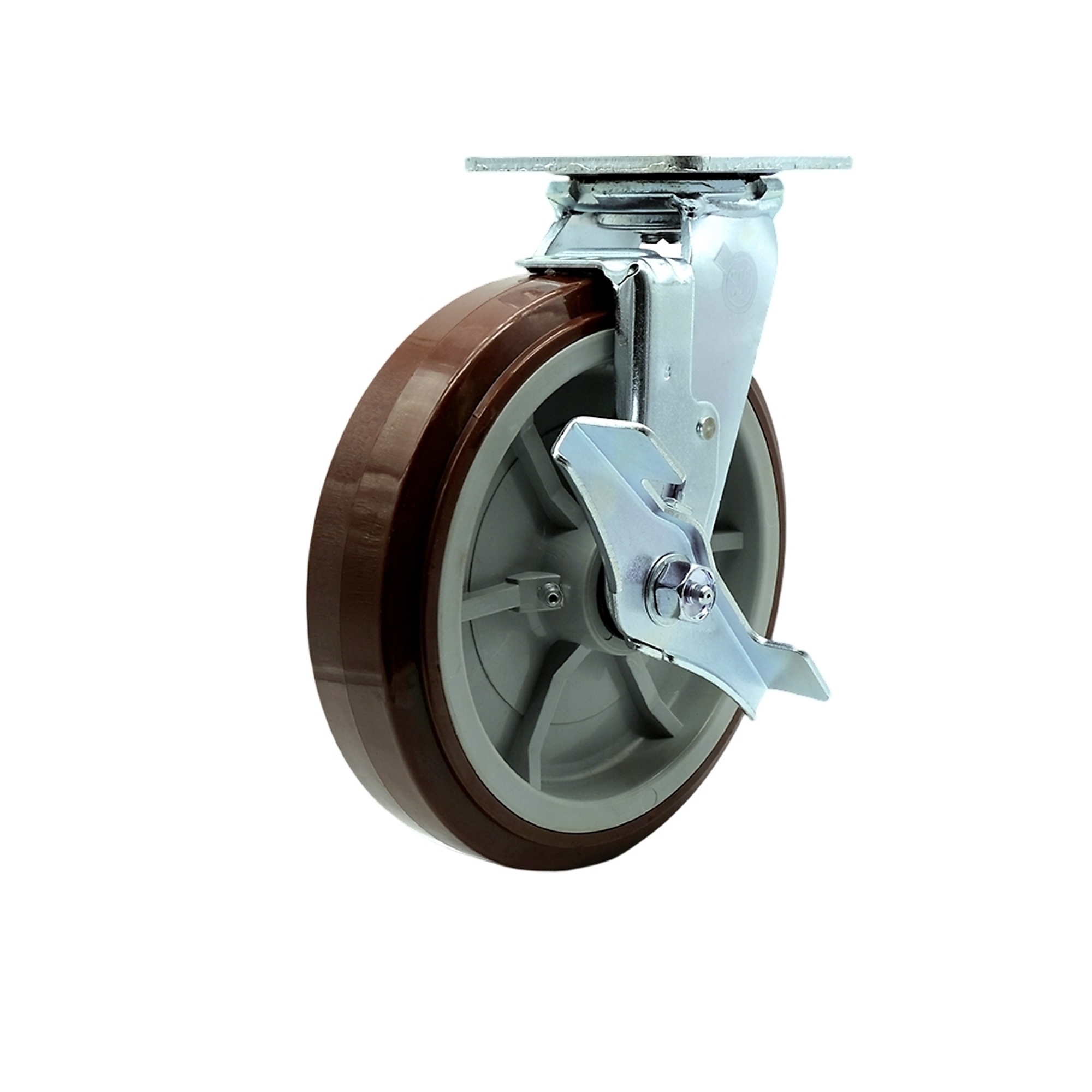 8Inch x 2Inch Plate Caster, Wheel Diameter 8 in, Caster Type Swivel, Package (qty.) 1, Model - Service Caster GRE-SCC-30CS820-PPUR-TLB