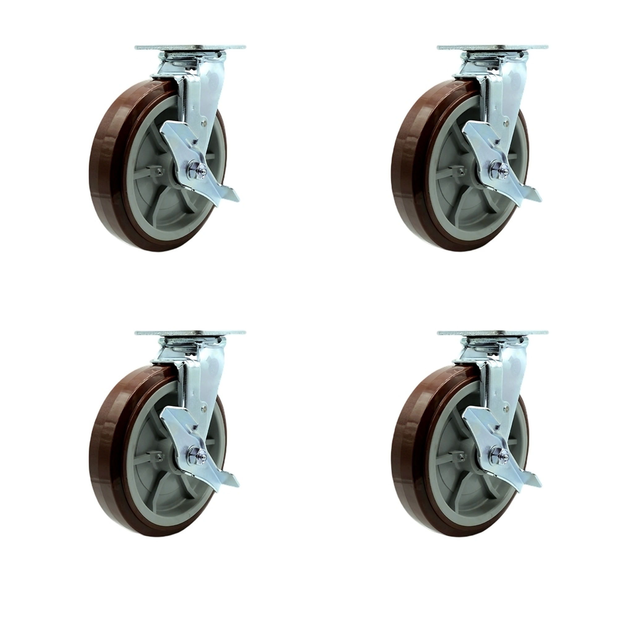 Service Caster, 8Inch x 2Inch Plate Casters, Wheel Diameter 8 in, Caster Type Swivel, Package (qty.) 4, Model GRE-SCC-30CS820-PPUR-TLB-4 -  734005021585