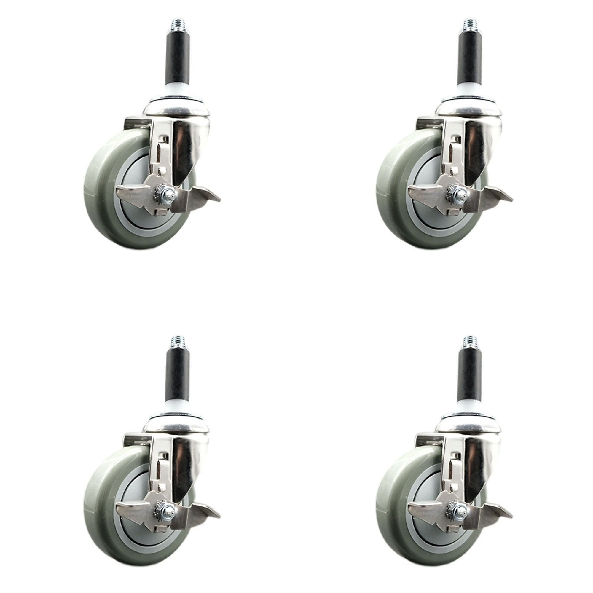 Service Caster, 4Inch x 1 1/4Inch Stem Casters, Wheel Diameter 4 in, Caster Type Swivel, Package (qty.) 4, Model SCC-SS316EX20S414-PPUB-TLB-34-4