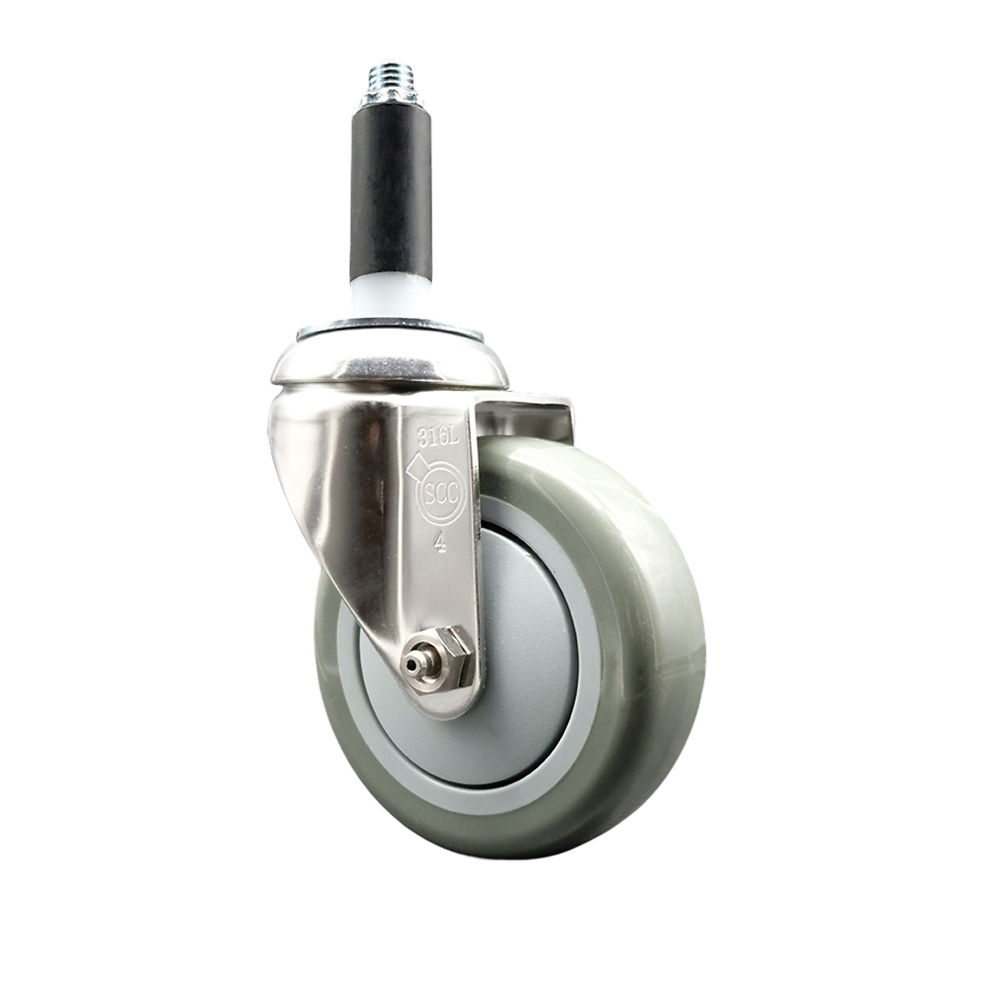 Service Caster, 4Inch x 1 1/4Inch Stem Caster, Wheel Diameter 4 in, Caster Type Swivel, Package (qty.) 1, Model SCC-SS316EX20S414-PPUB-34