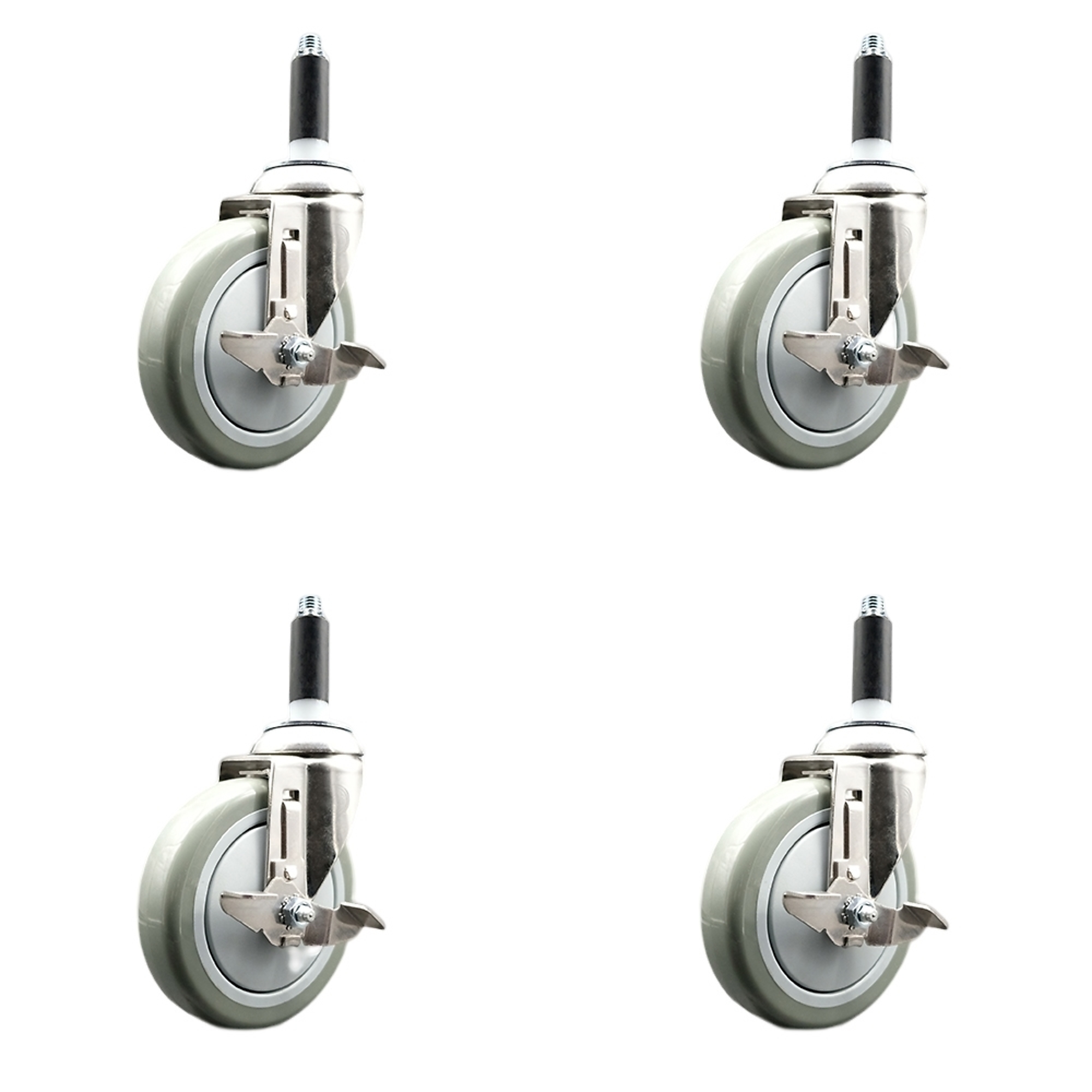 Service Caster, 5Inch x 1 1/4Inch Stem Casters, Wheel Diameter 5 in, Caster Type Swivel, Package (qty.) 4, Model SCC-SS316EX20S514-PPUB-TLB-34-4