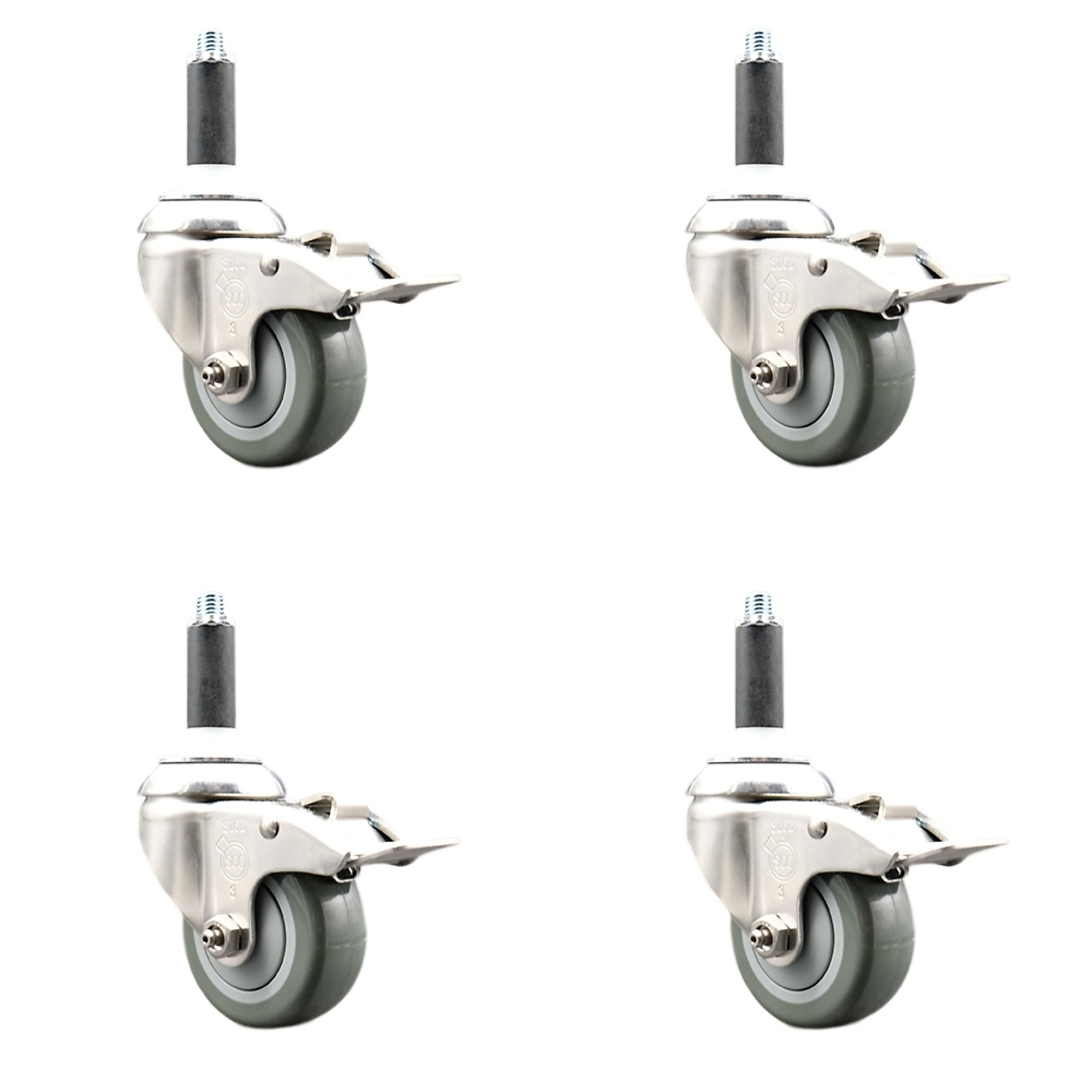 Service Caster, 3 1/2Inch x 1 1/4Inch Stem Casters, Wheel Diameter 3.5 in, Caster Type Swivel, Package (qty.) 4, Model SCC-SS316TTLEX20S3514-PPUB-78-4