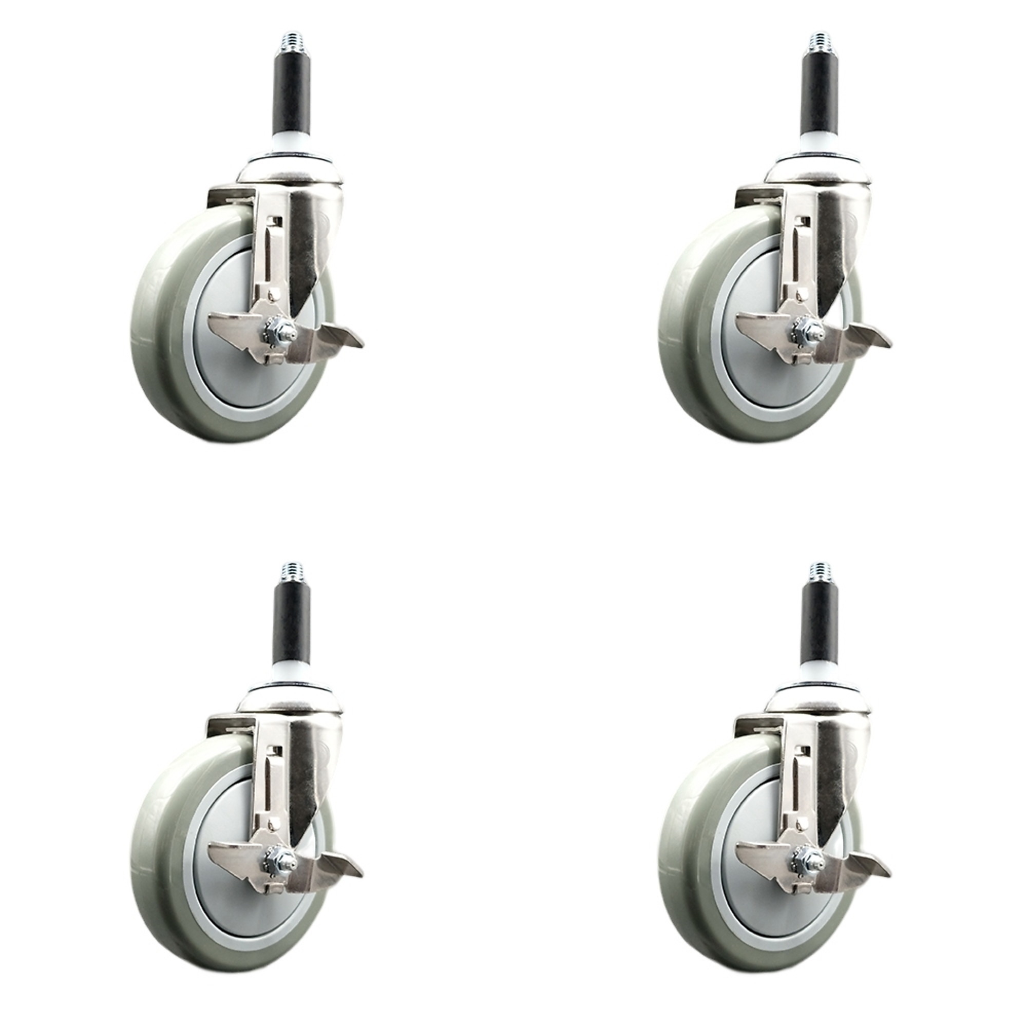 Service Caster, 5Inch x 1 1/4Inch Stem Casters, Wheel Diameter 5 in, Caster Type Swivel, Package (qty.) 4, Model SCC-SS316EX20S514-PPUB-TLB-78-4