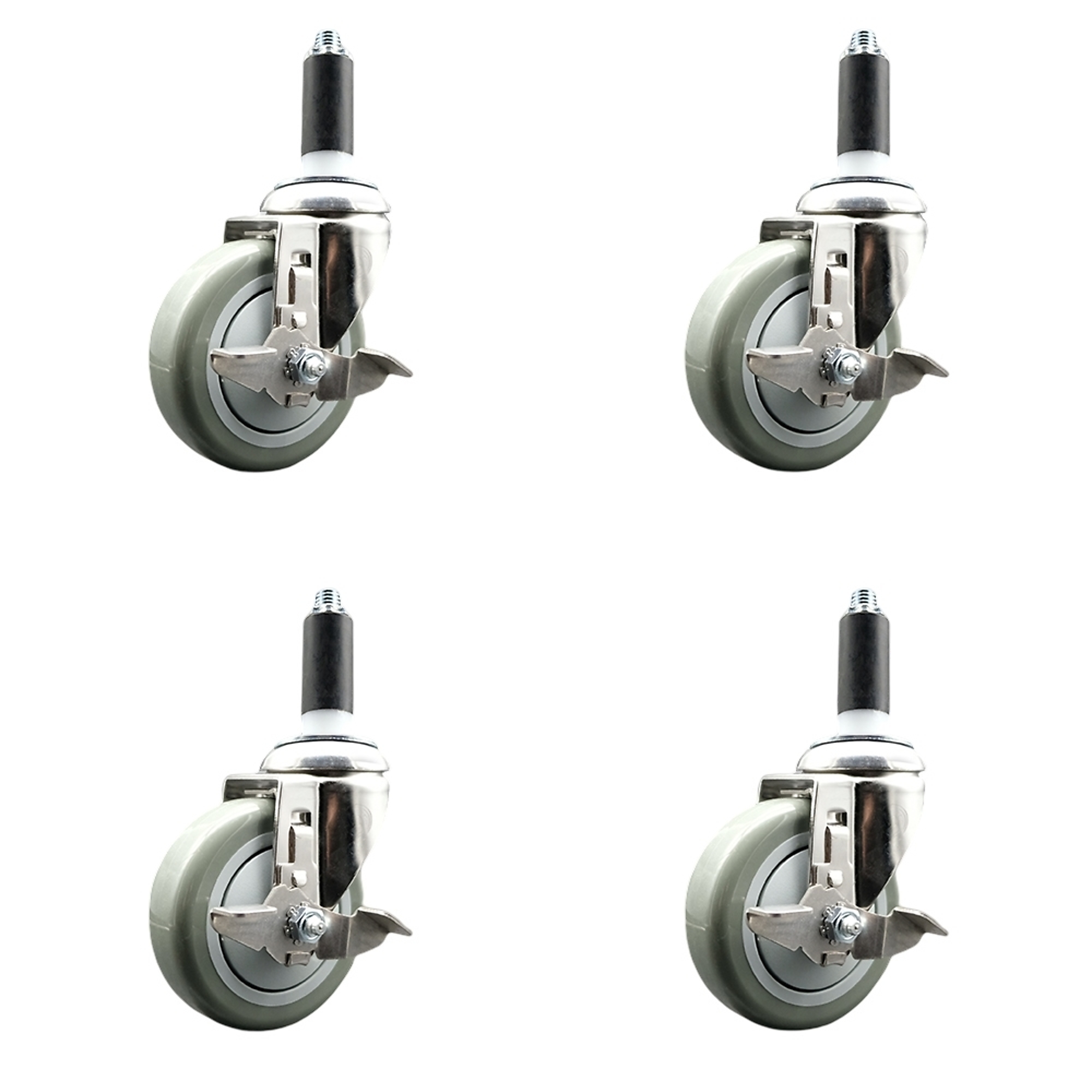 Service Caster, 4Inch x 1 1/4Inch Stem Casters, Wheel Diameter 4 in, Caster Type Swivel, Package (qty.) 4, Model SCC-SS316EX20S414-PPUB-TLB-1-4