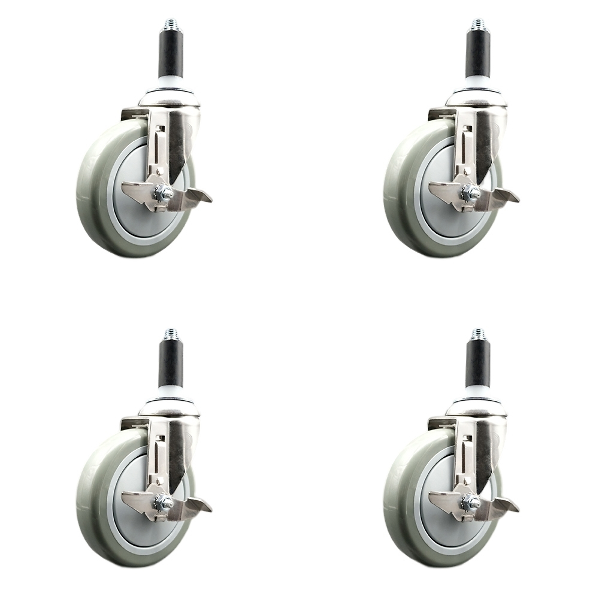 Service Caster, 5Inch x 1 1/4Inch Stem Casters, Wheel Diameter 5 in, Caster Type Swivel, Package (qty.) 4, Model SCC-SS316EX20S514-PPUB-TLB-1-4